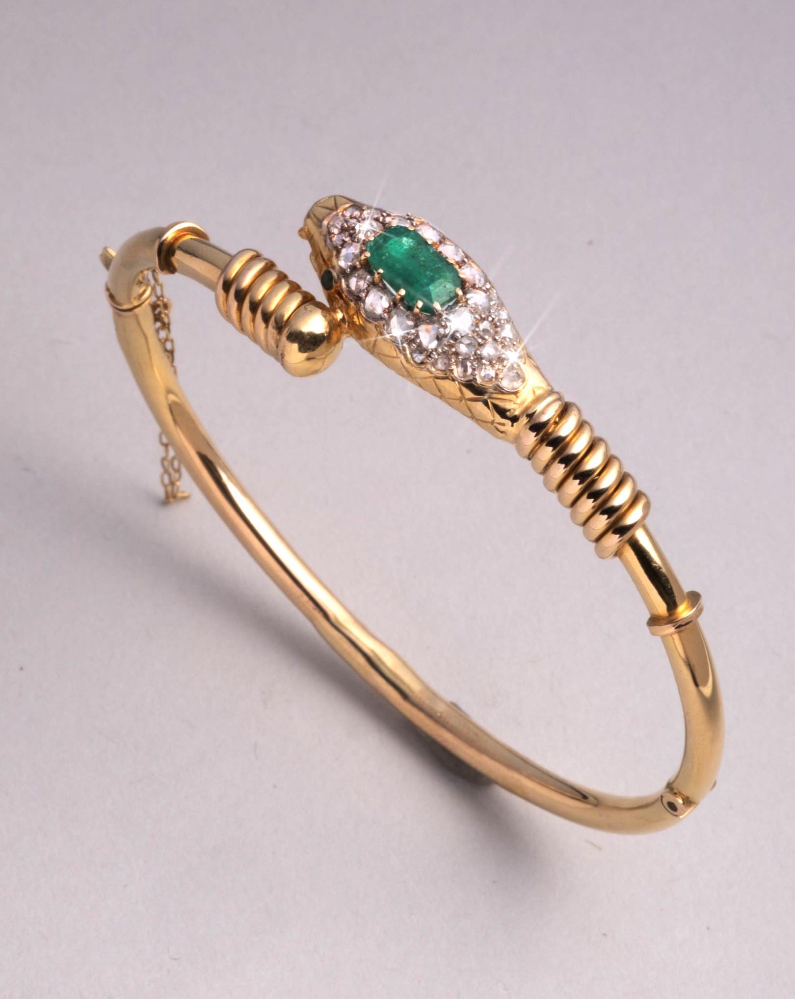 Antique 1880s 14k Gold Snake Hinge Bracelet – ALEXIS BITTAR