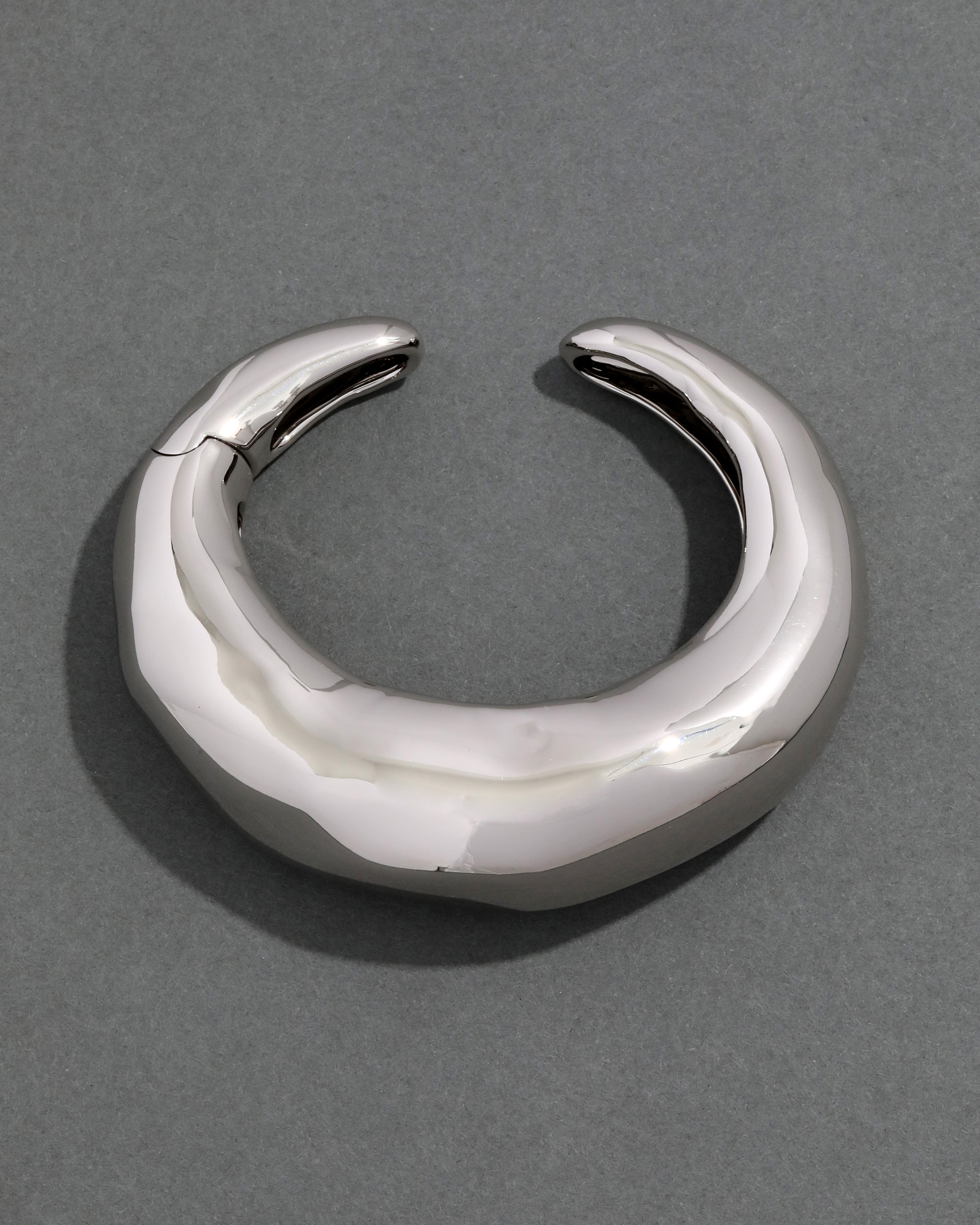 Rhodium Large Molten Bangle Bracelet