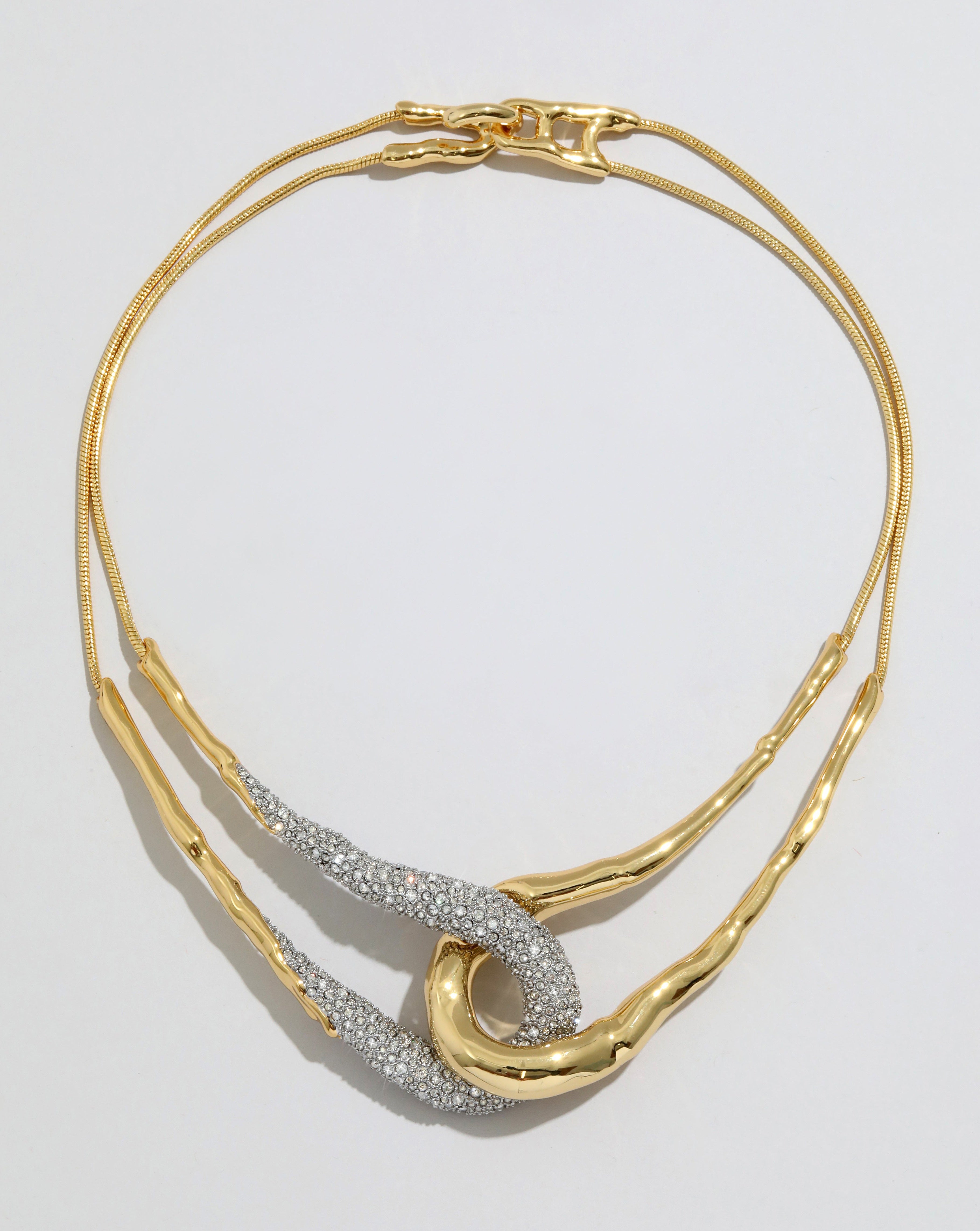 Solanales Gold Crystal Interlock Necklace | Alexis Bittar