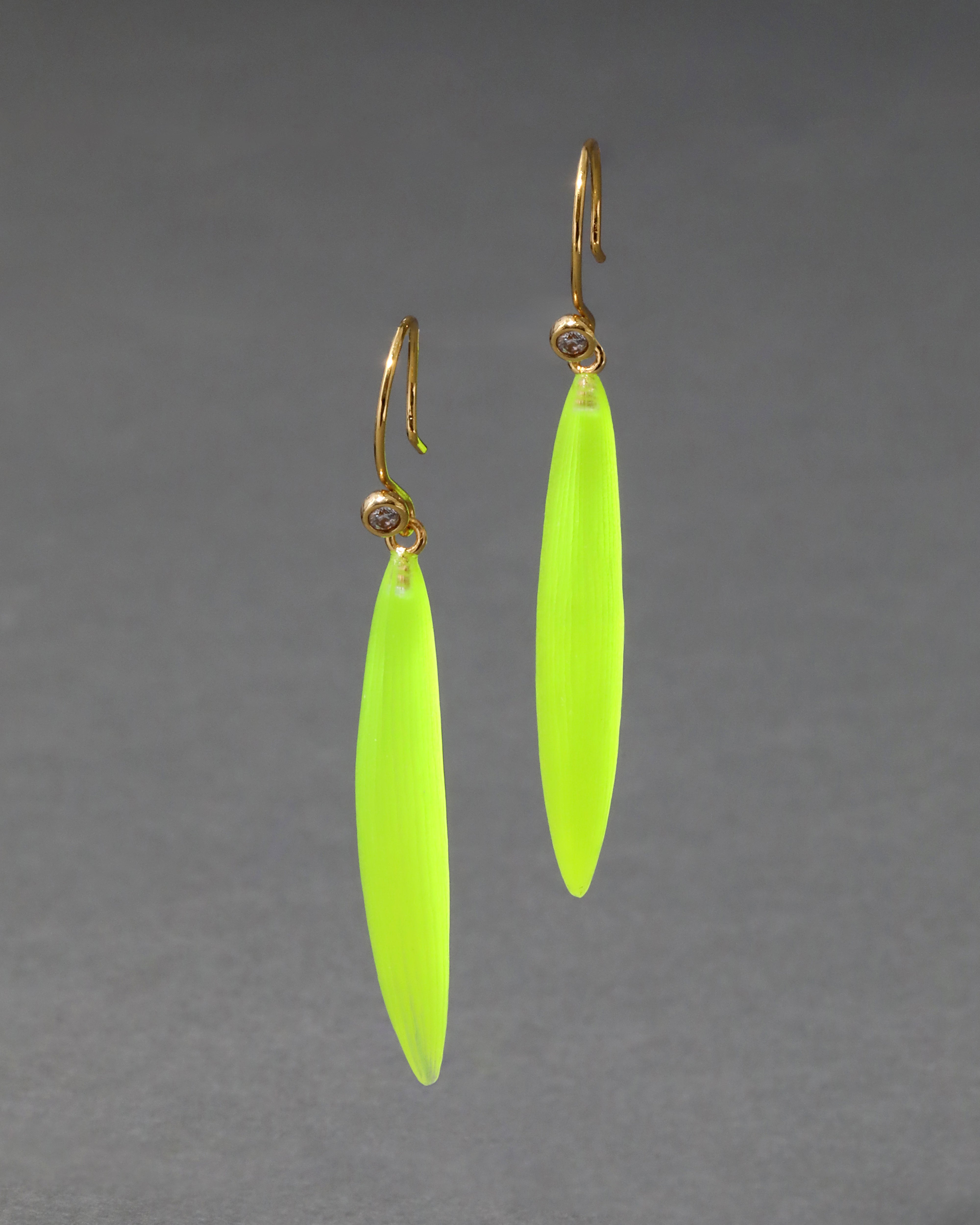 Neon Yellow Lucite Molten Curb Link Post Earring
