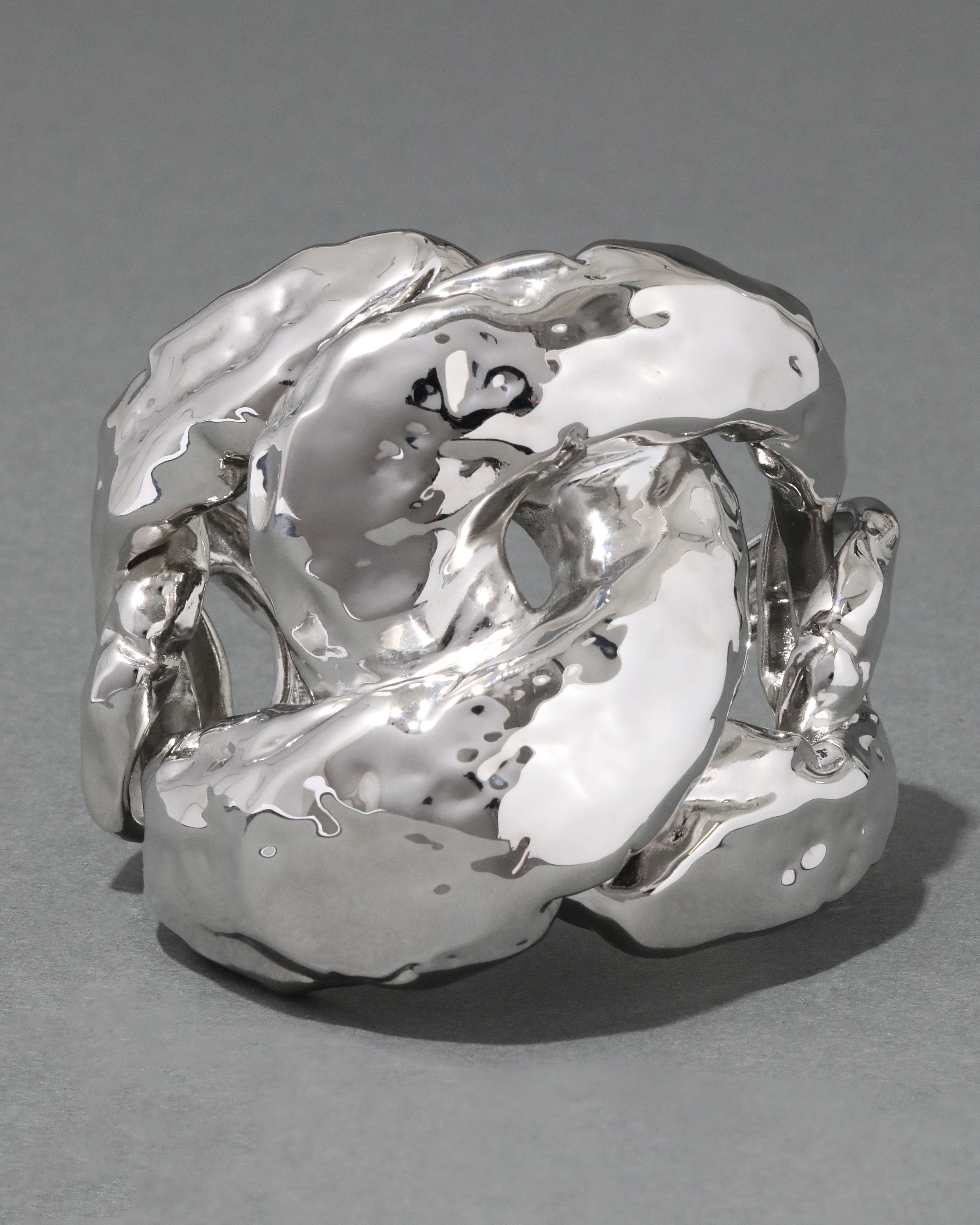 Large Molten Bangle Bracelet - Silver