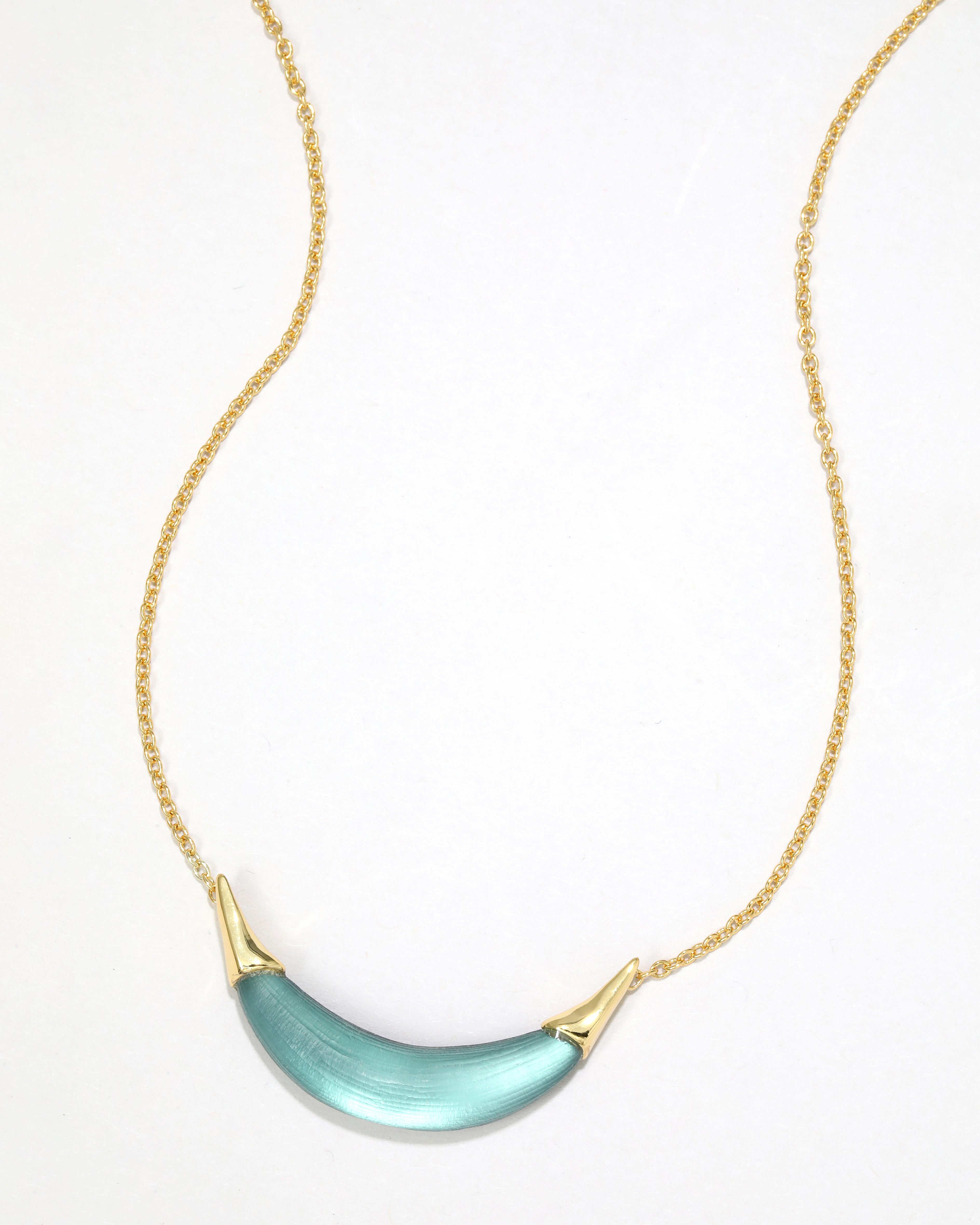 Vintage Teal Granite Lucite high quality Crescent-Shape Beaded Necklace