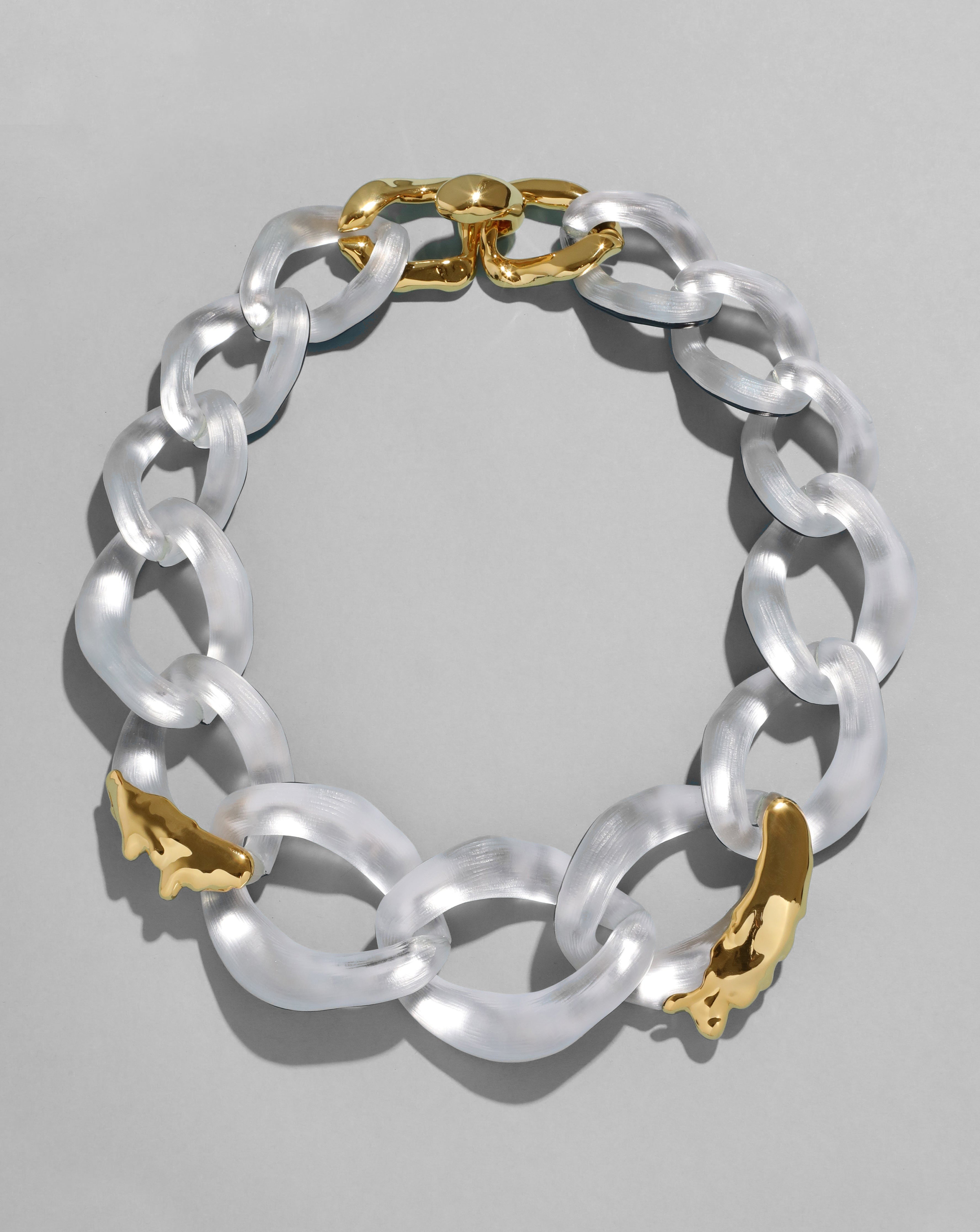 Alexis Bittar Lucite Molten x Large Link Necklace in Clear | Statement Jewelry from Alexis Bittar