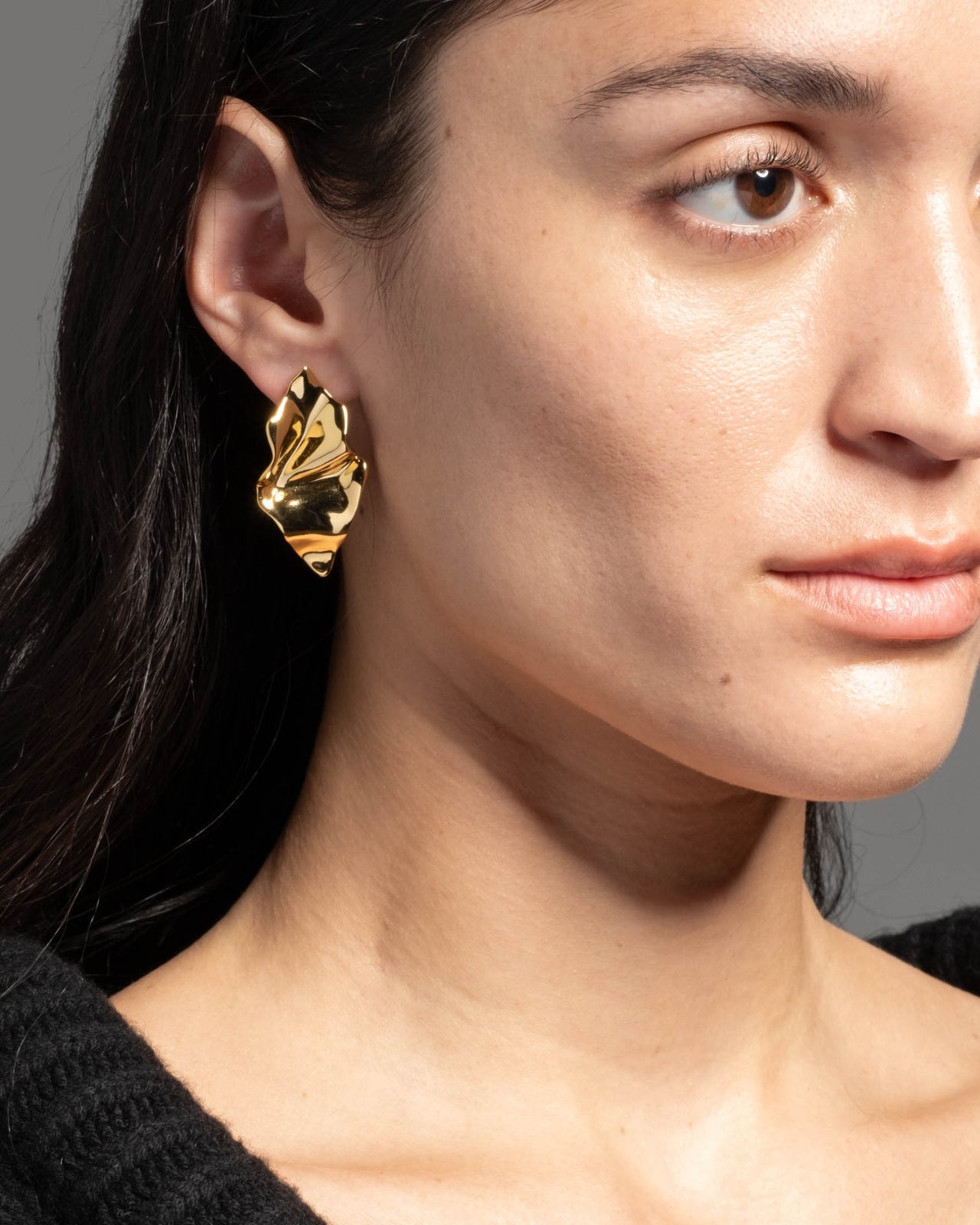 Crumpled Small Post Earring- Gold - Photo 2