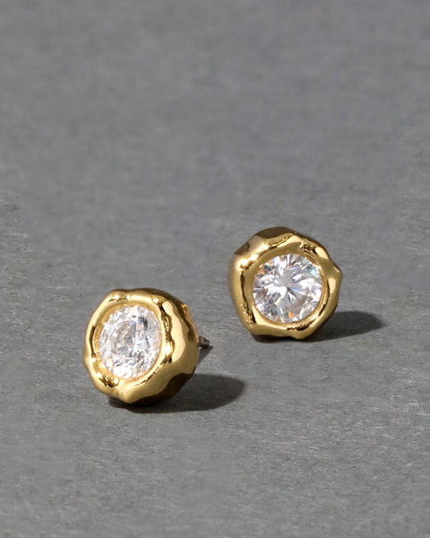 LV Stud Earrings- Round Bezel