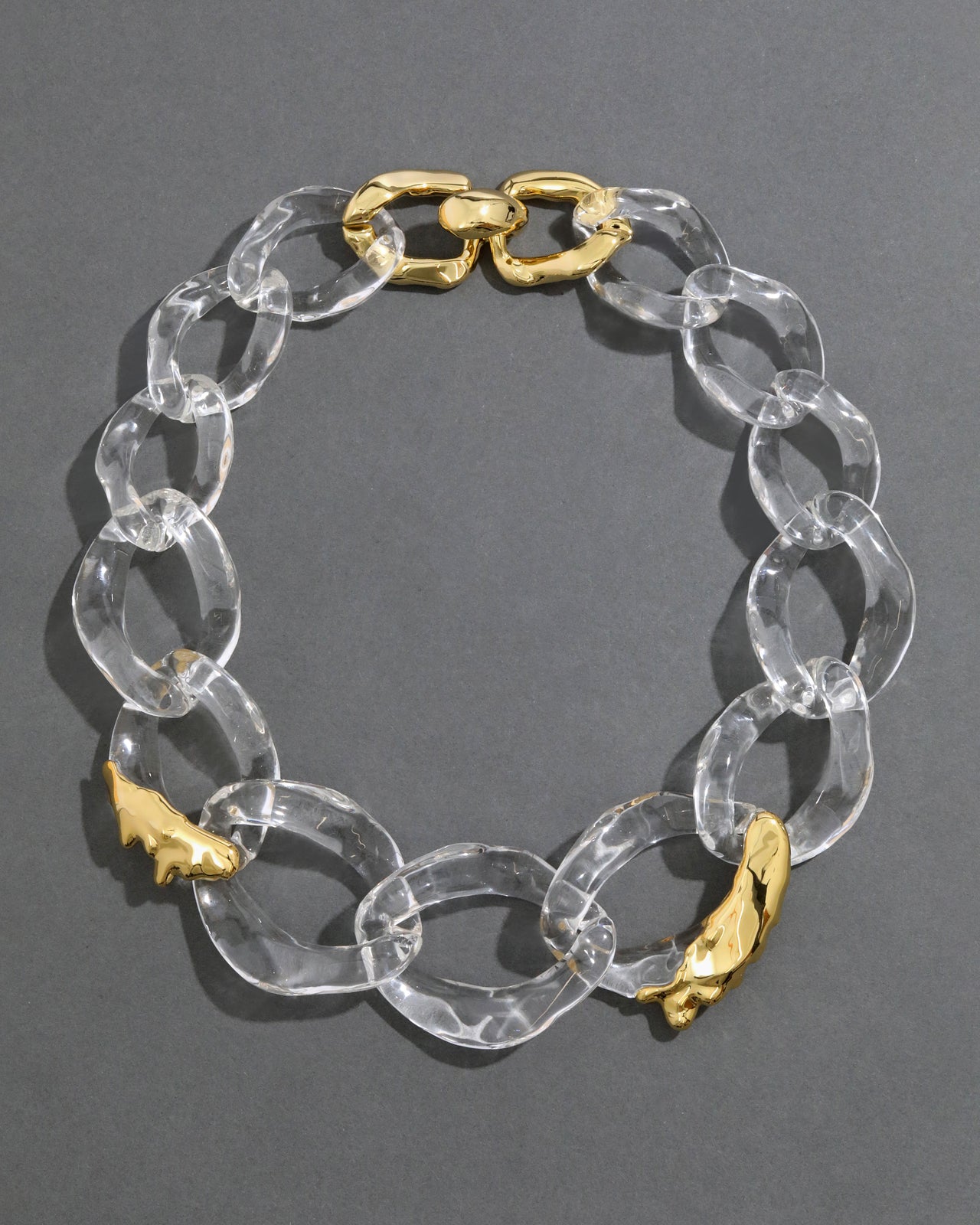 Alexis Bittar Lucite Molten x Large Link Necklace in Clear | Statement Jewelry from Alexis Bittar