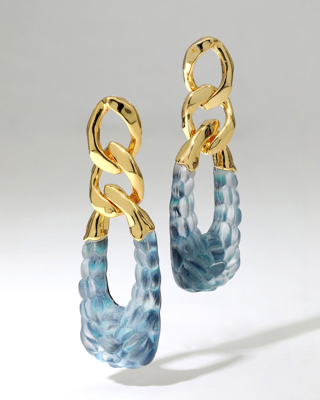 Serpent Lucite Link Earring- Azure - Photo 2