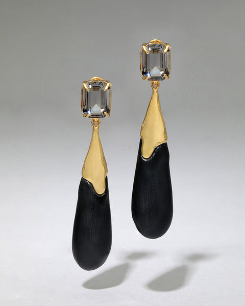 Freshwater Pearl With Black Onyx Drop Stud Earrings Golden online Ears Boutique