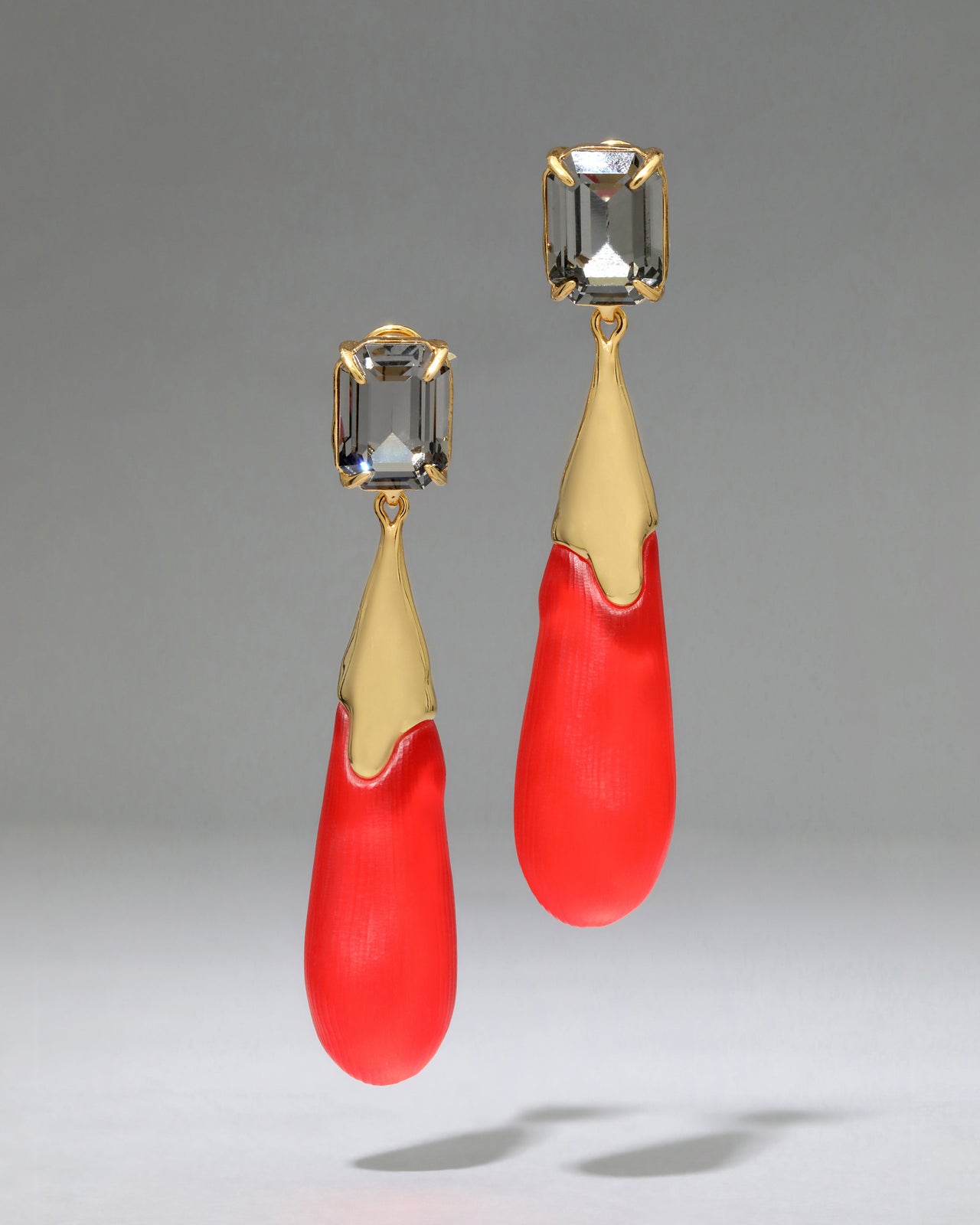 Bonbon Crystal Large Teardrop Earring- Lipstick Red - Photo 2