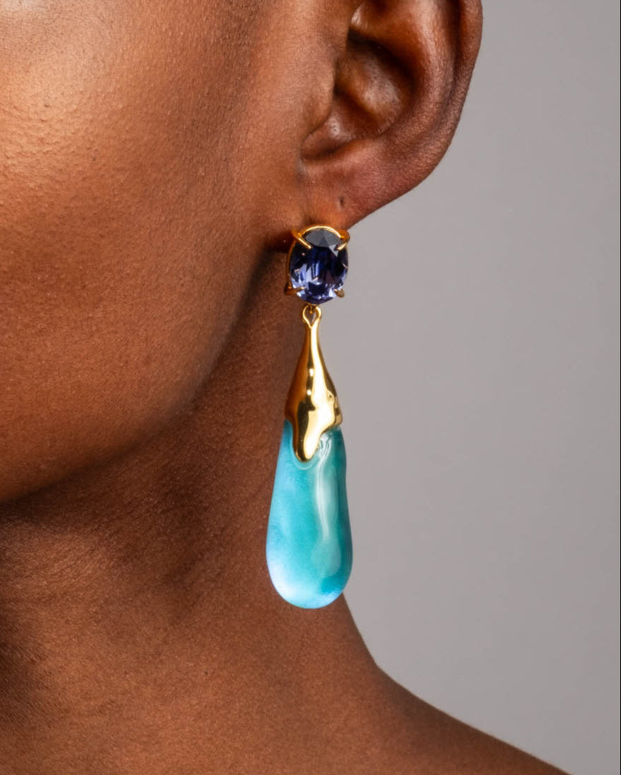 Bonbon Crystal Small Teardrop Earring- Mediterranean Opal - Photo 2