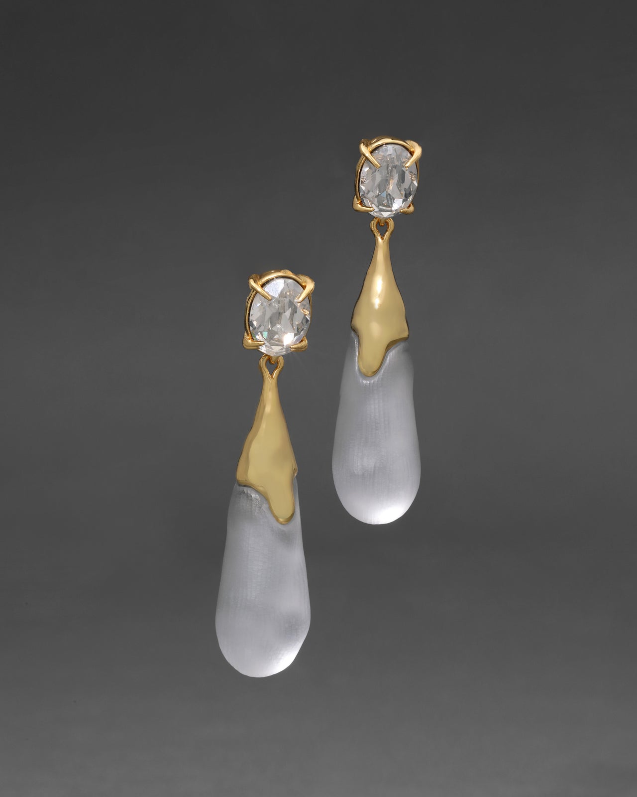 Bonbon Crystal Small Teardrop Earring- Pewter - Photo 2