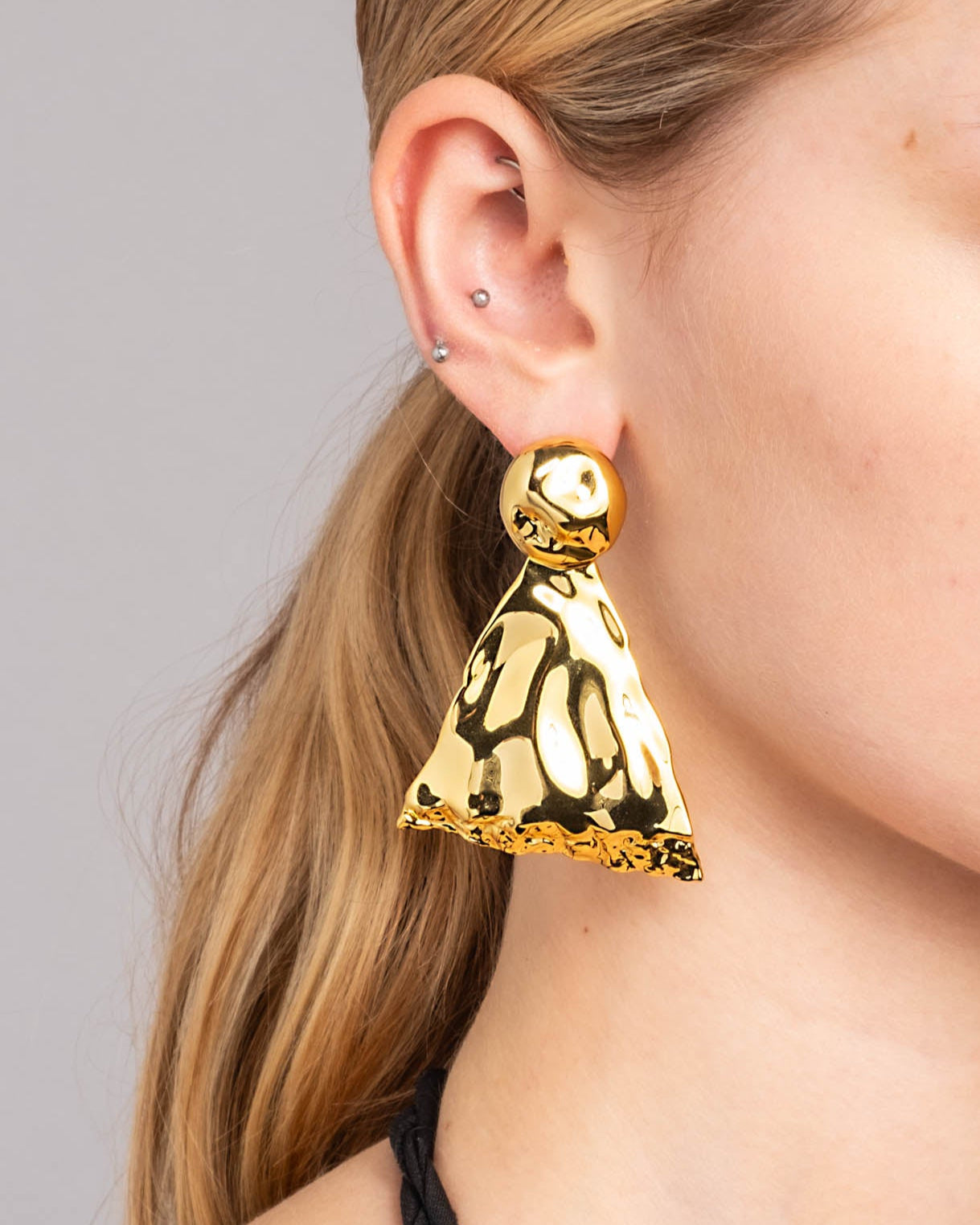 Brut Gold Triangle Post Earring - Photo 2