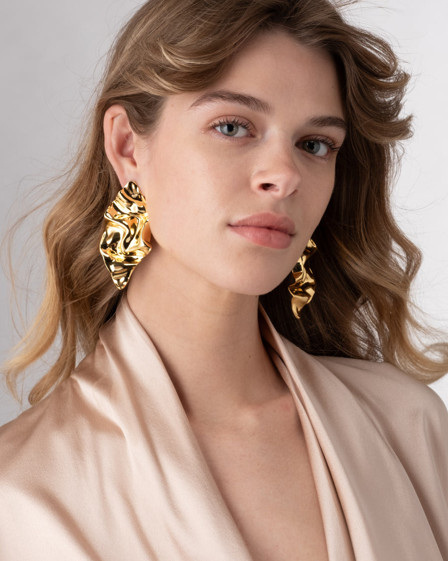Crumpled Gold Post Earrings | ALEXIS BITTAR