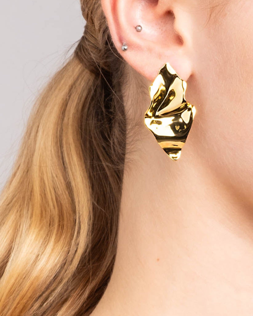 Crumpled Small Post Earring- Gold - Photo 2