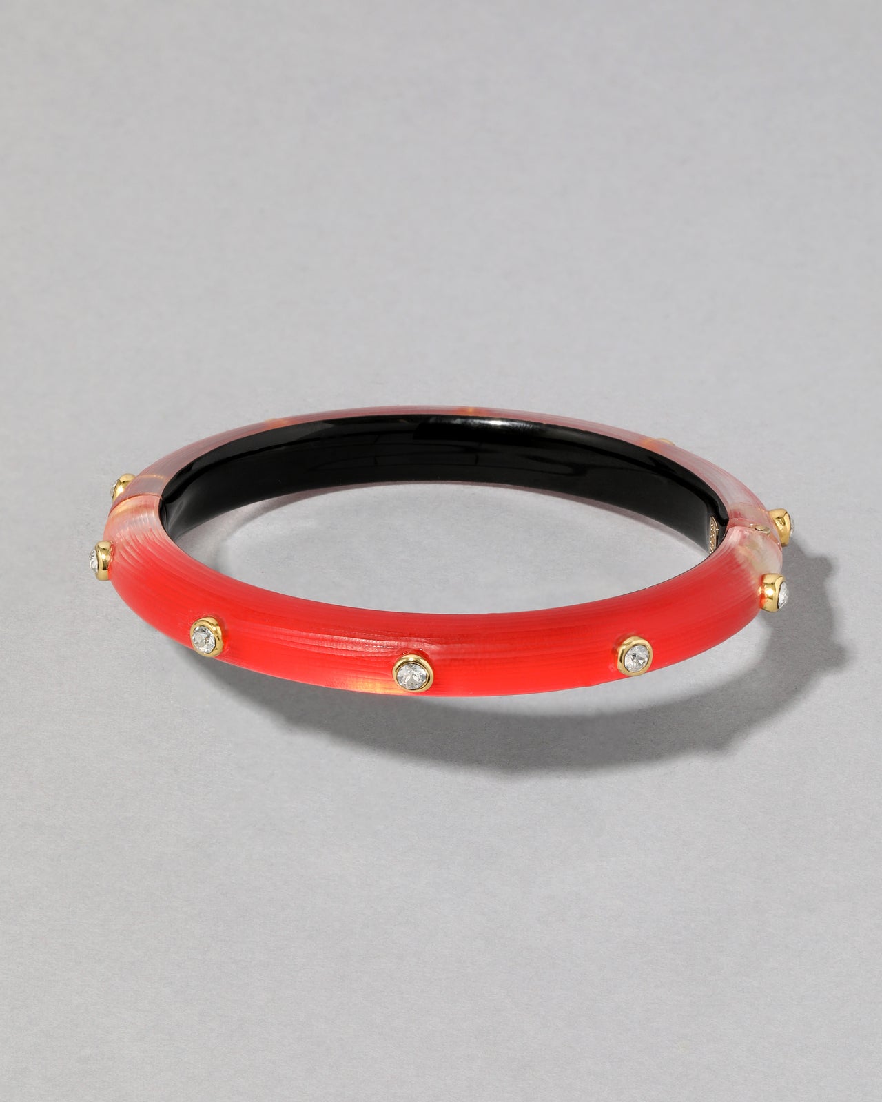 Crystal Studded Lucite Hinge Bracelet- Lipstick Red - Photo 2