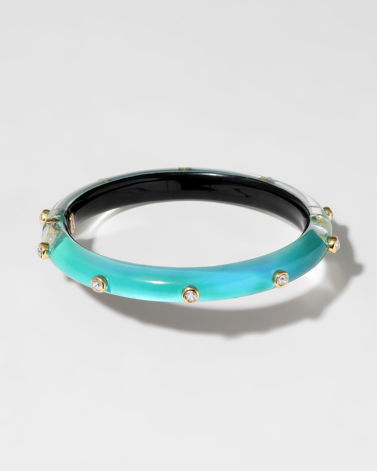 Crystal Studded Lucite Hinge Bracelet- Mediterranean Opal - Photo 2