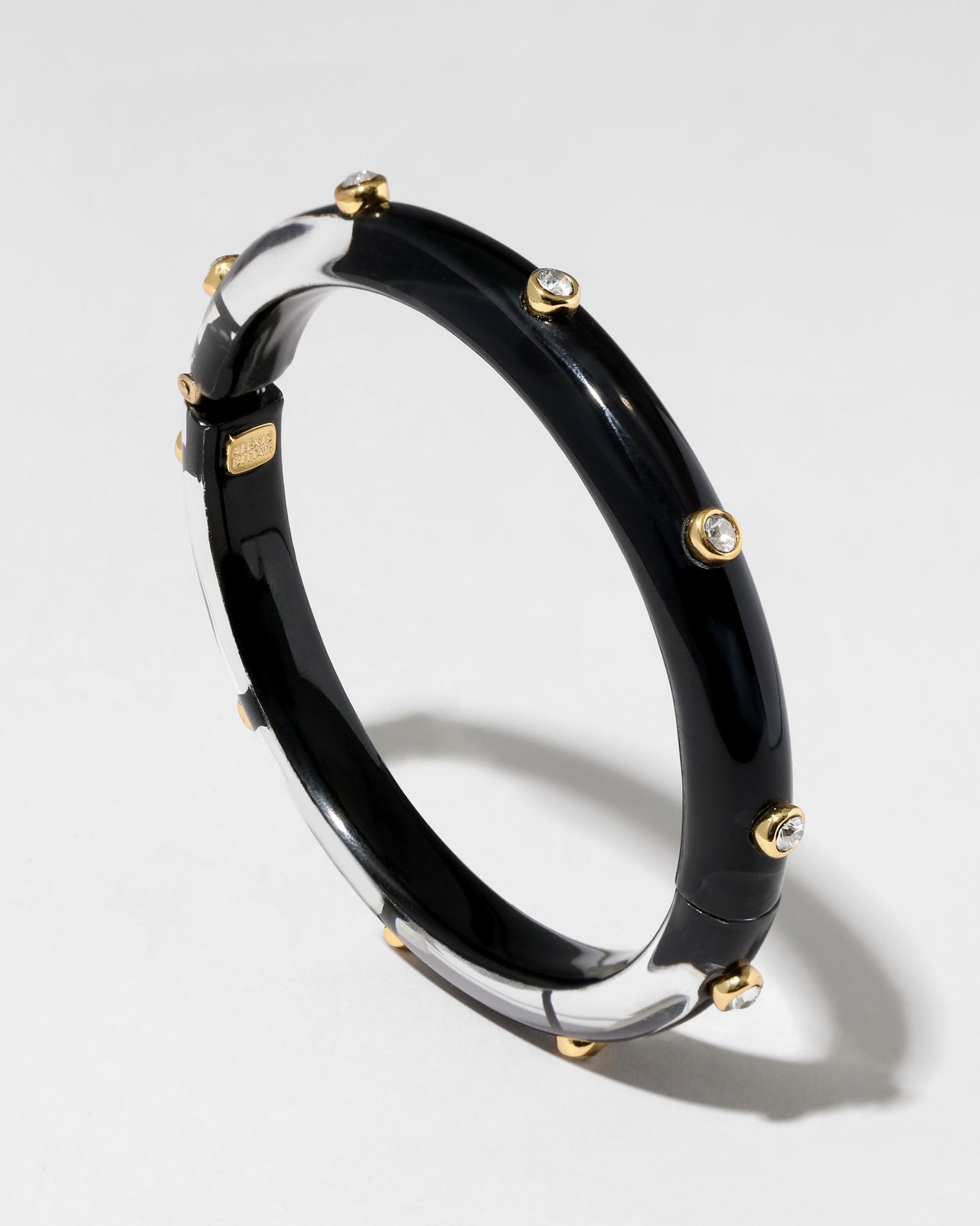 Crystal Studded Lucite Hinge Bracelet- Onyx - Photo 2