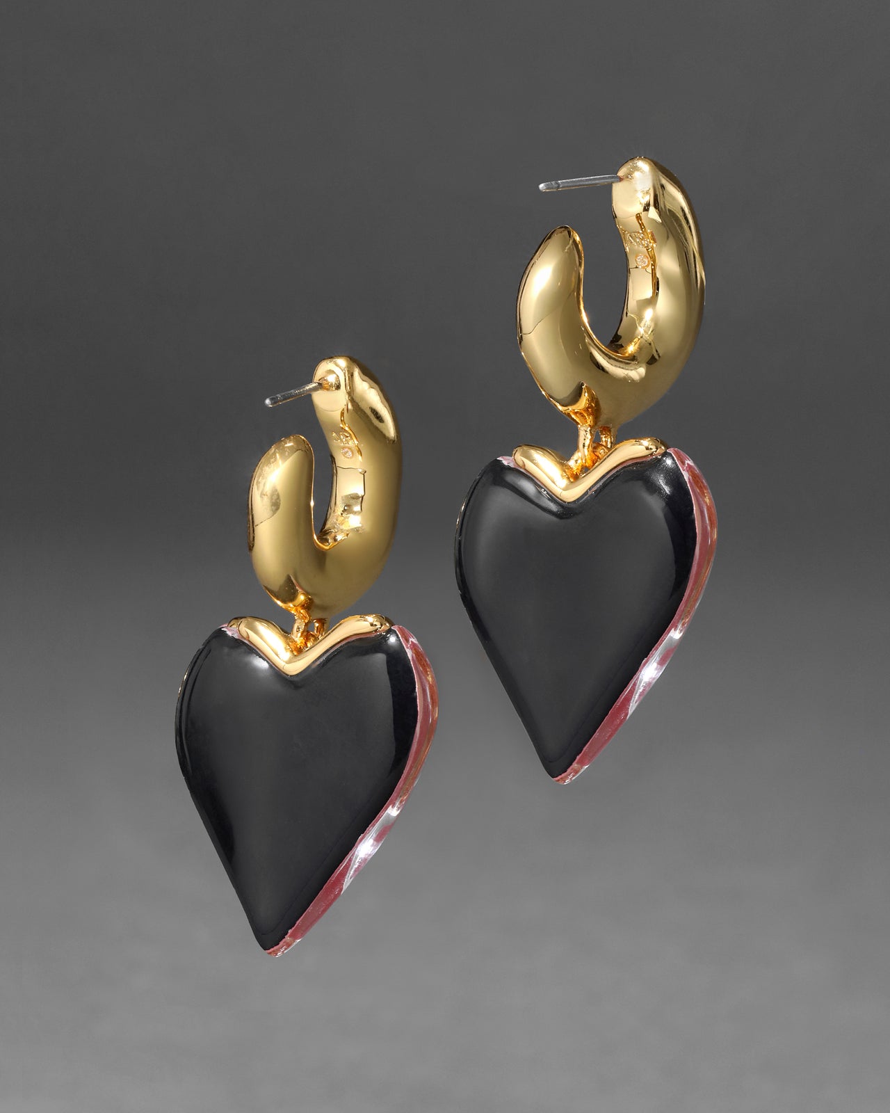 Dripping Heart Lucite Hoop Earring- Sweet Melon - Photo 2