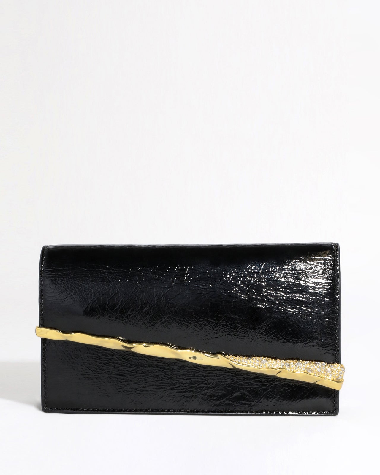 Gold Angular Convertible Crossbody Bag- Black - Photo 2