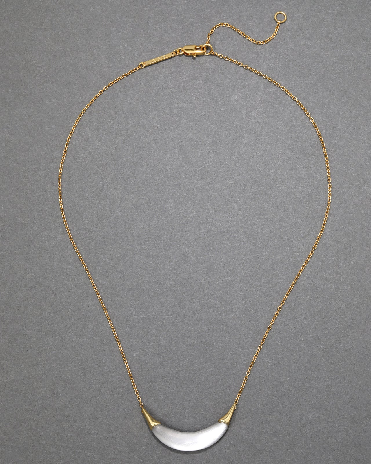 Gold Capped Crescent Lucite Necklace- Pewter - Photo 2