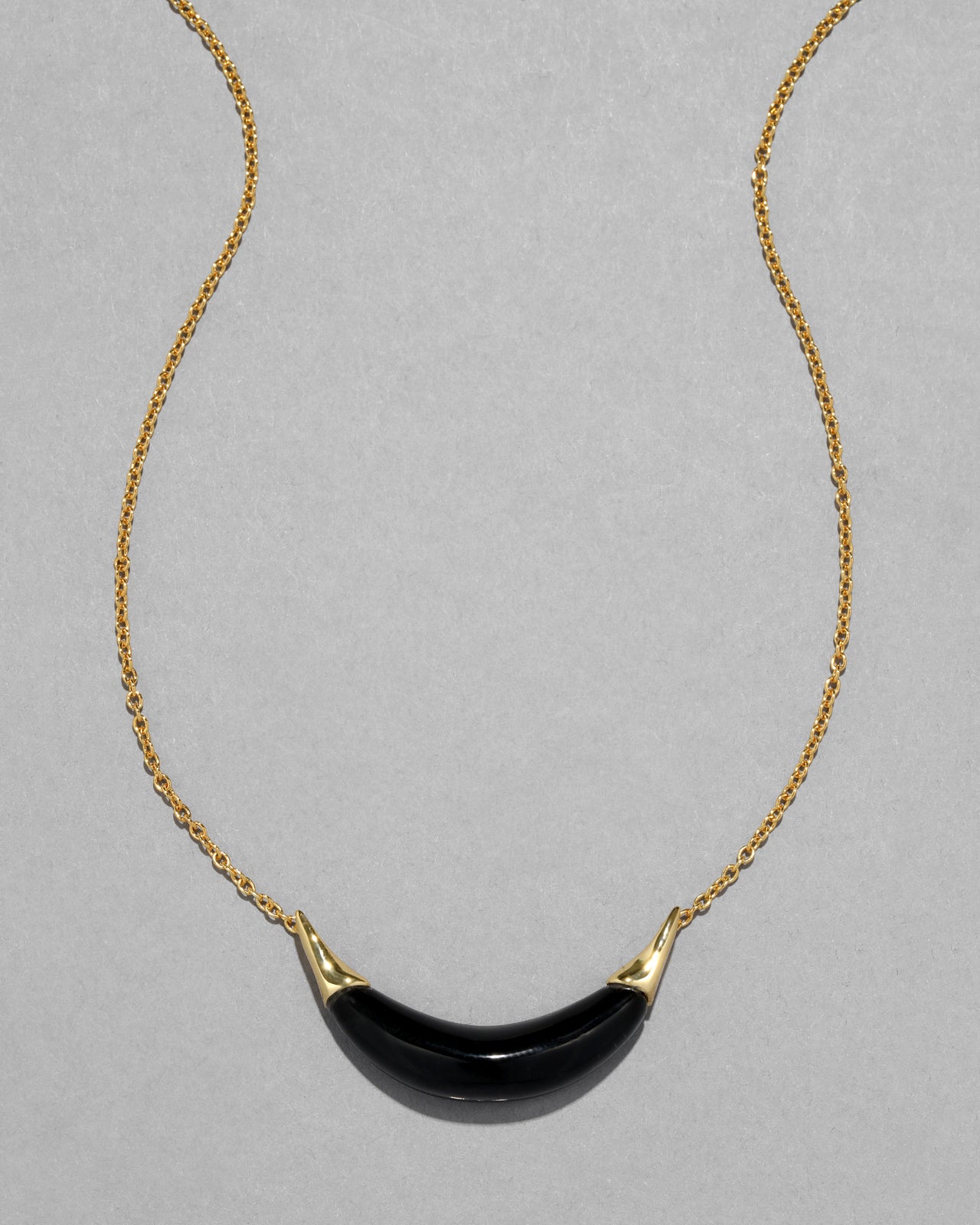 Gold Capped Crescent Lucite Necklace- Onyx - Photo 2