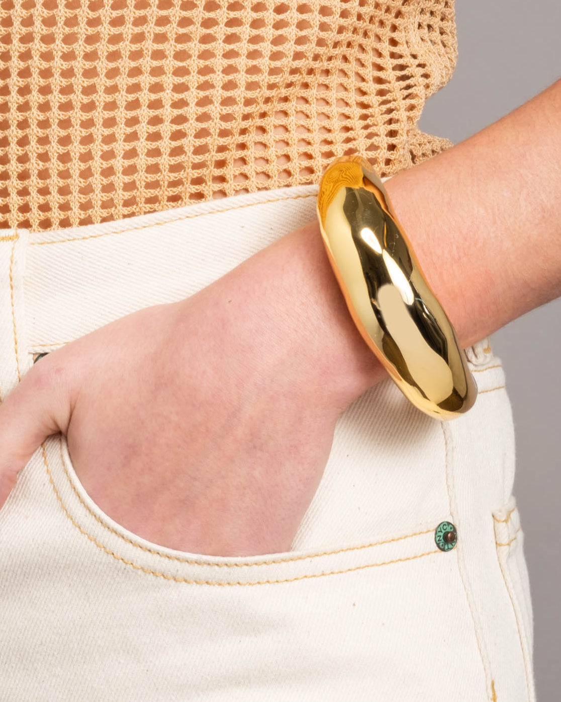 Large Molten Hinged Cuff- Gold - Photo 2