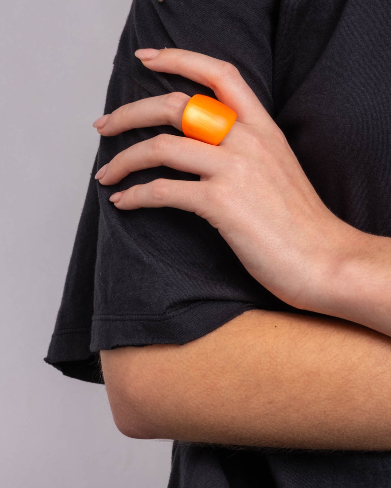 Lucite Block Ring- Neon Orange - Photo 2