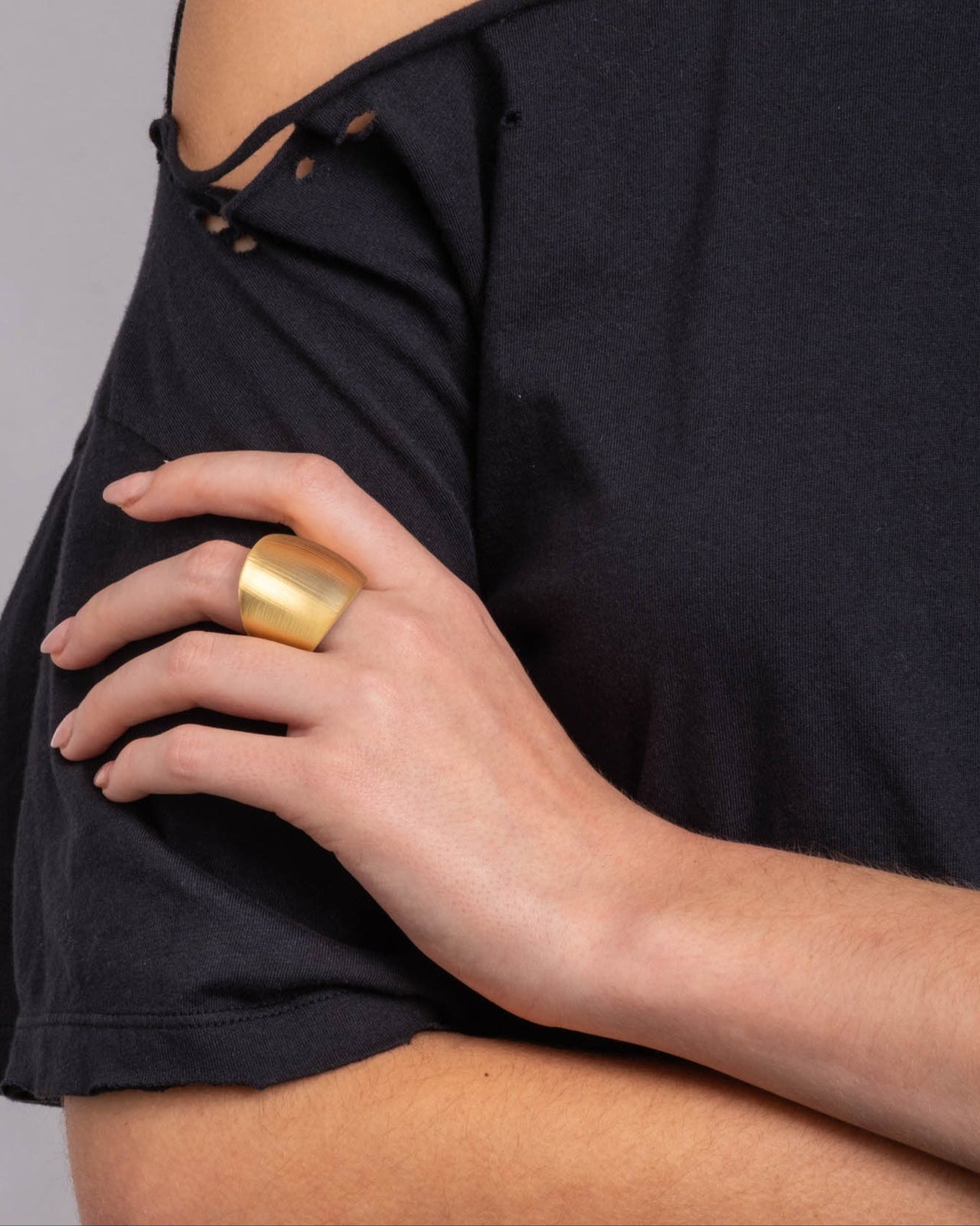 Lucite Block Ring- Gold - Photo 2