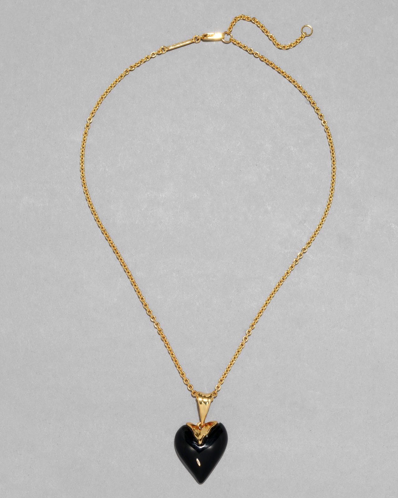 Lucite Heart Petite Pendant Necklace- Onyx - Photo 2