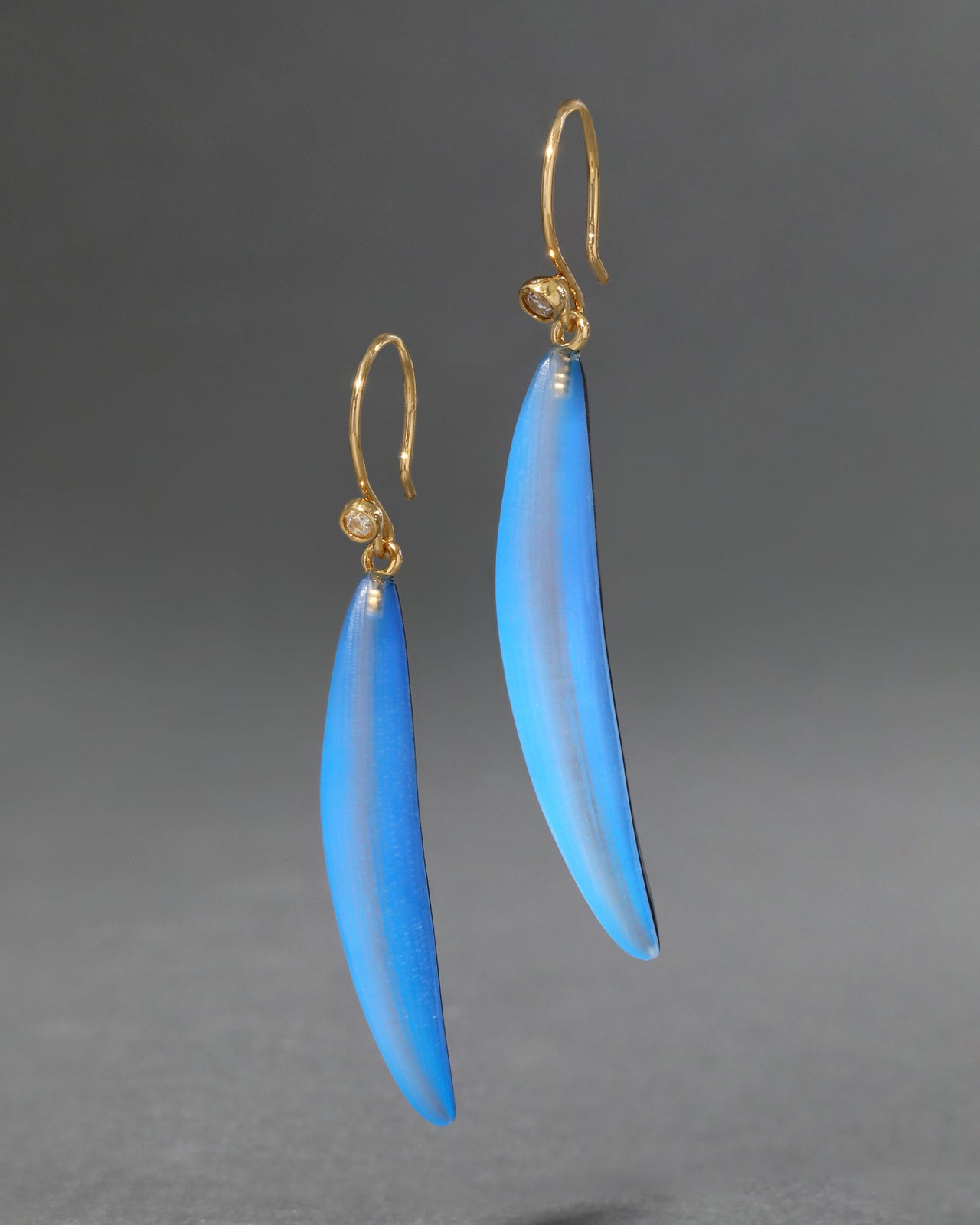 Lucite Sliver Wire Earring- Cerulean - Photo 2