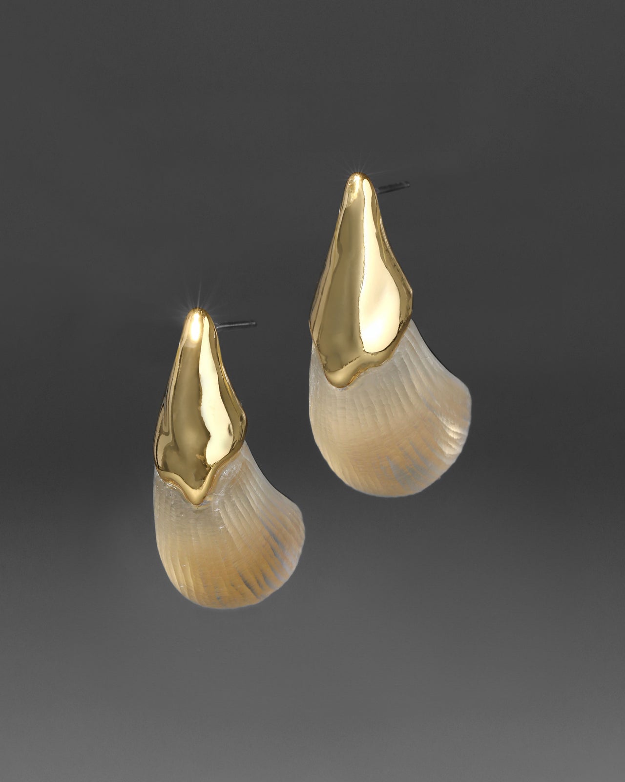 Luminous Lucite Arched Small Post Earring- Gold - Photo 2