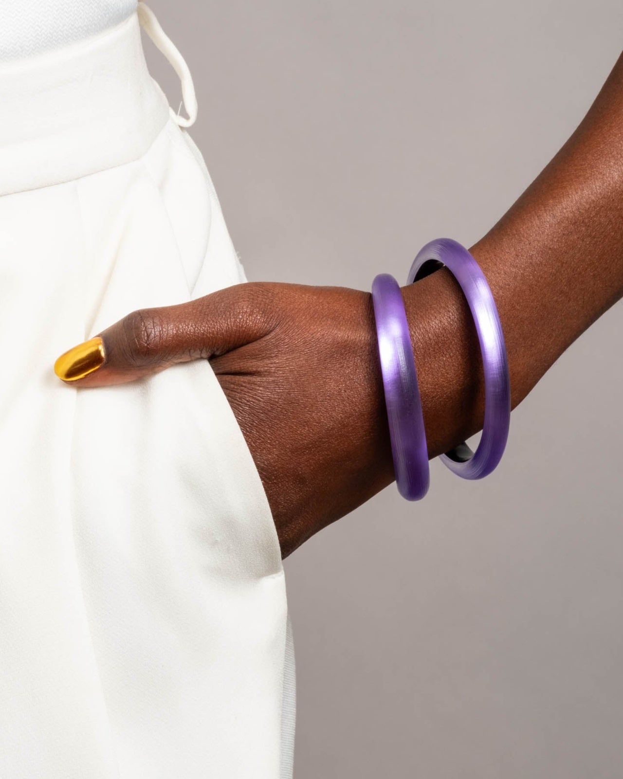 Luminous Lucite Skinny Bangle Bracelet- Violet - Photo 2