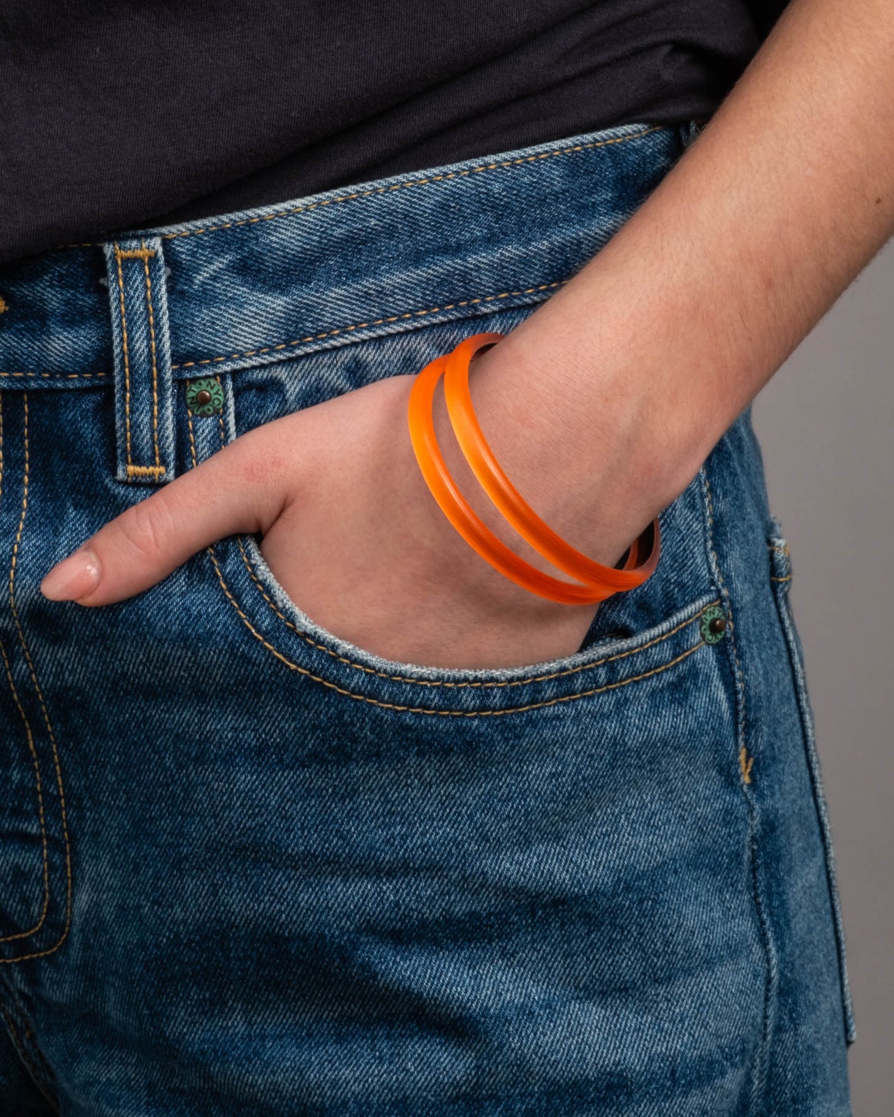 Luminous Lucite Super Skinny Bangle Bracelet- Neon Orange - Photo 2