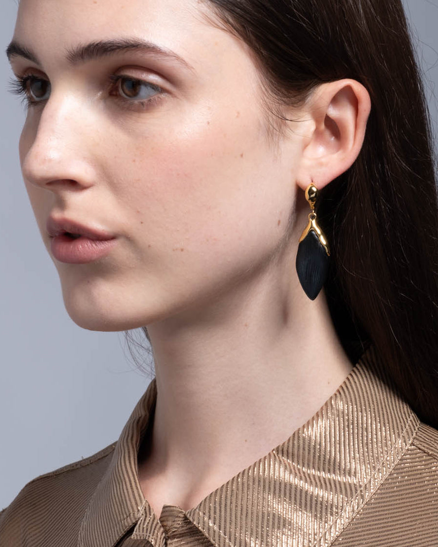 Luminous Lucite Petal Leverback Earring- Black - Photo 2