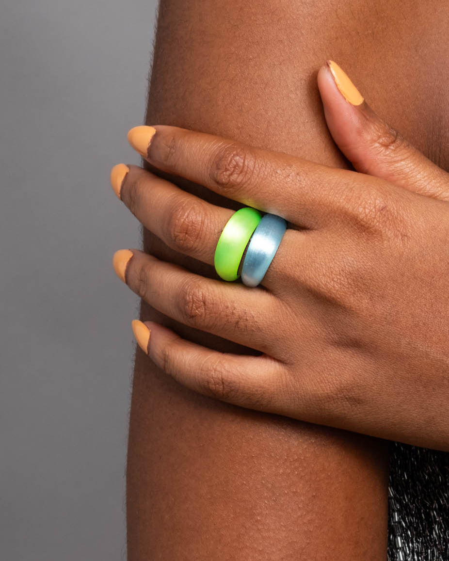 Luminous Lucite Tapered Ring- Neon Green - Photo 2