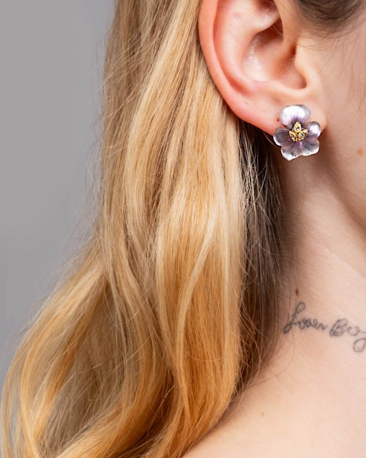 Pansy Lucite Petite Post Earring- Midnight Pansy - Photo 2