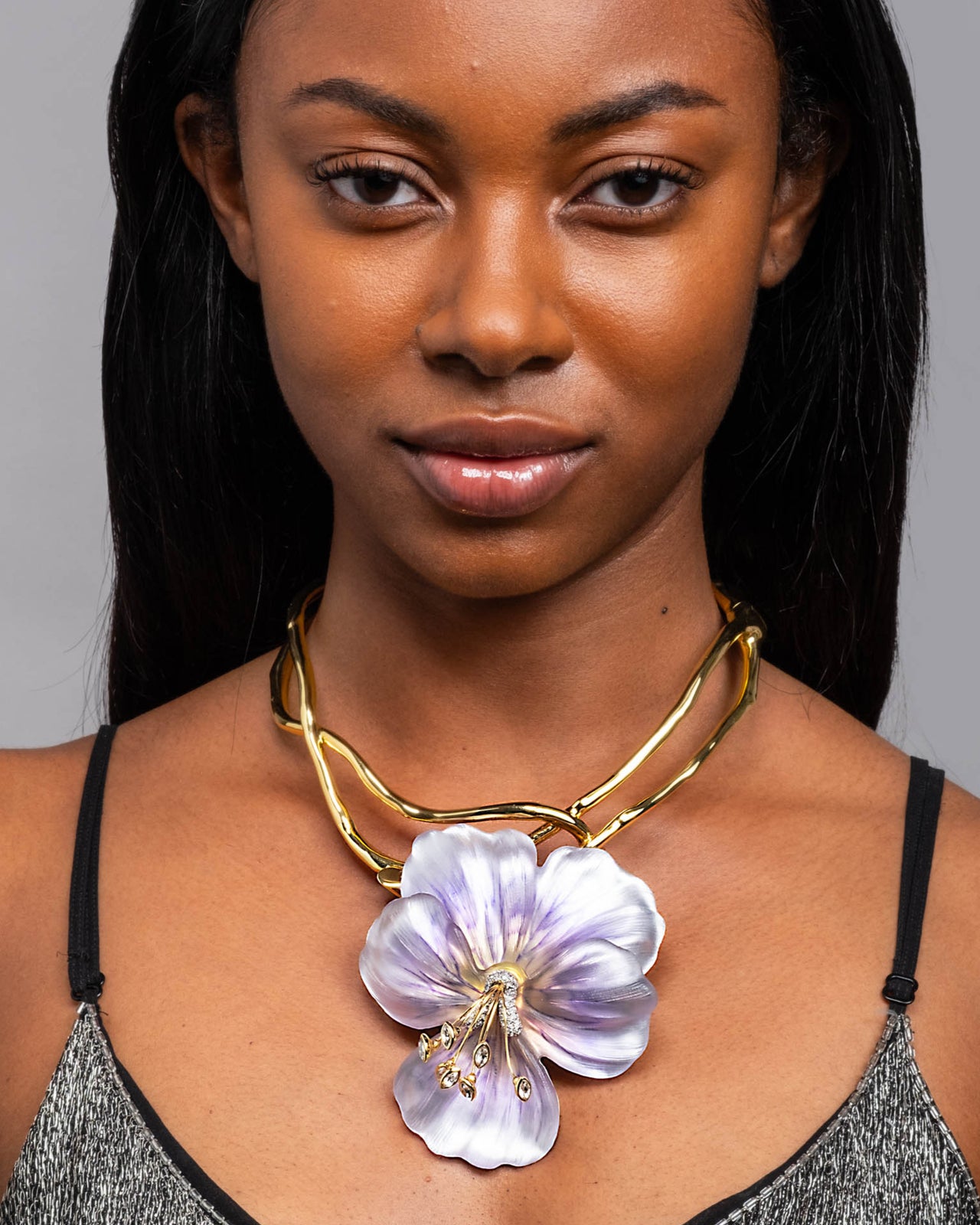 Pansy Lucite Vine Collar- Midnight Pansy - Photo 2