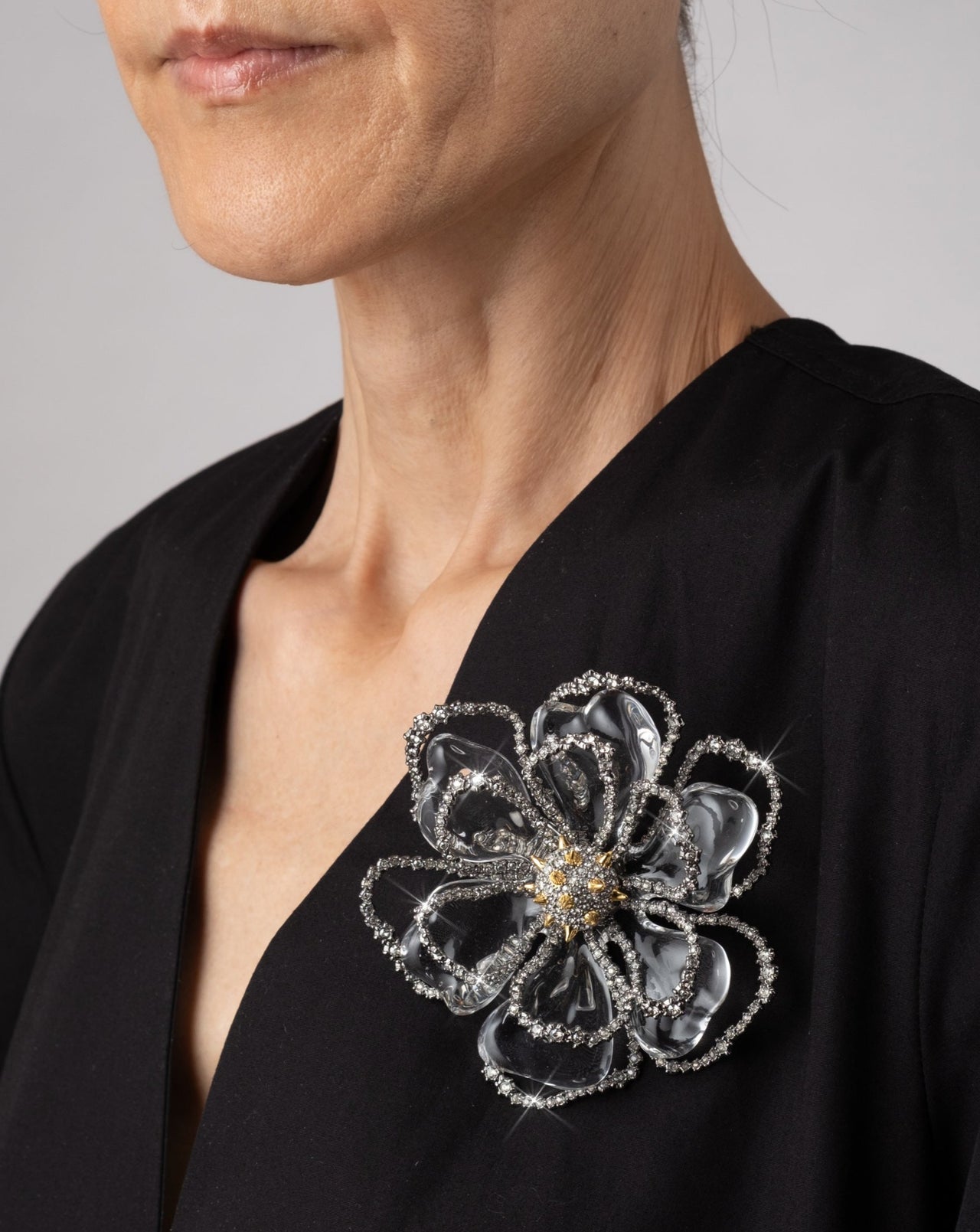 Alexis Bittar Gem Mounted Lucite Flower Pins, 4 For Sale at 1stDibs