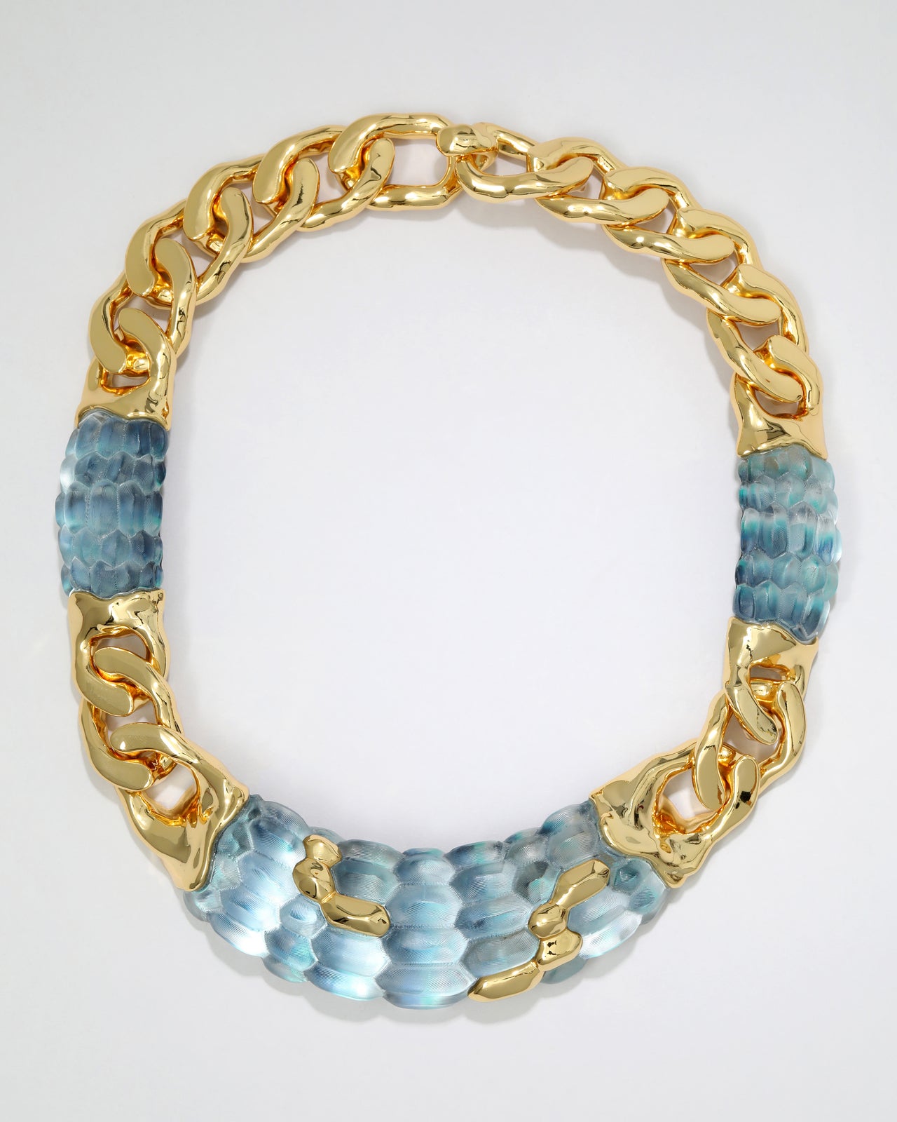 Serpent Lucite Bib Necklace- Azure - Photo 2