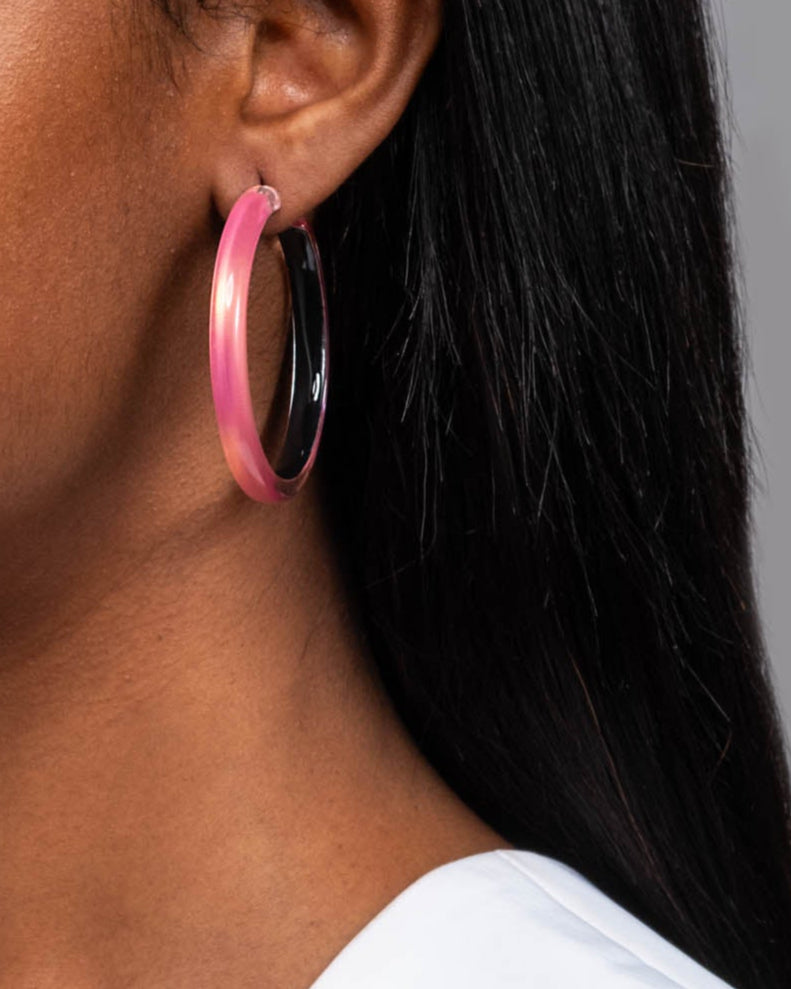 Skinny Lucite Hoop Earring- Sweet Melon - Photo 2