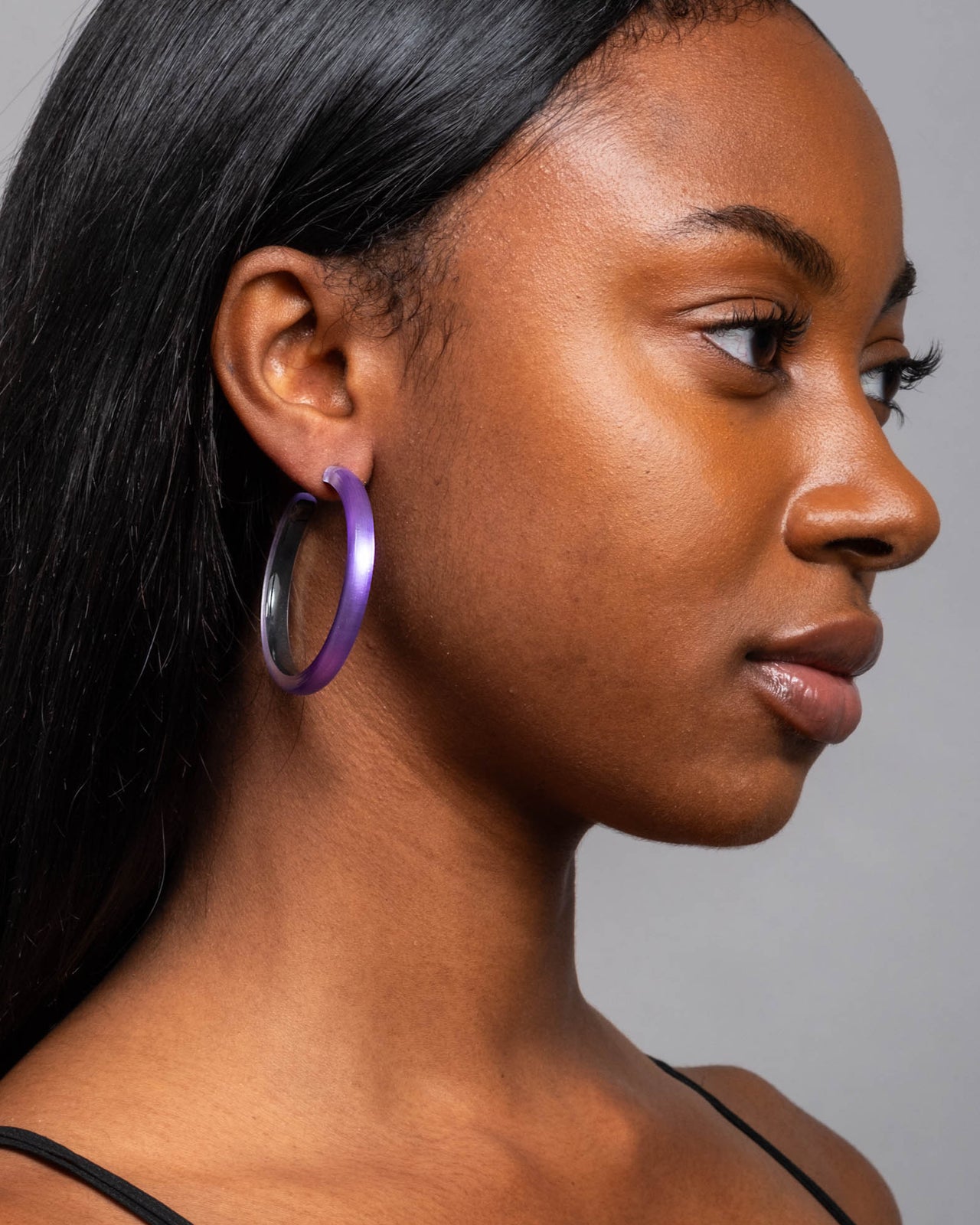 Skinny Lucite Hoop Earring- Violet - Photo 2