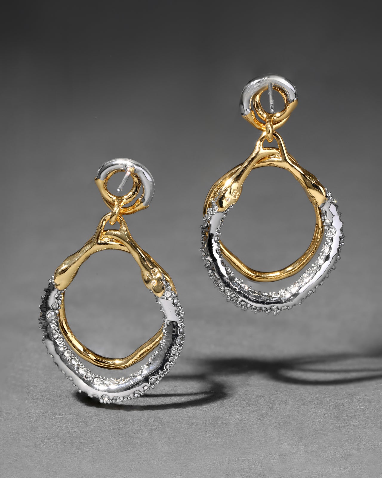 Solanales Gold Crystal Orbit Drop Post Earring - Photo 2