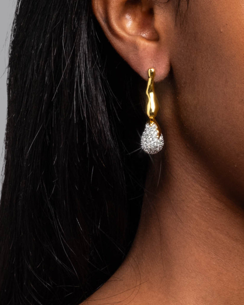 Solanales Gold Crystal Dewdrop Post Earring - Photo 2