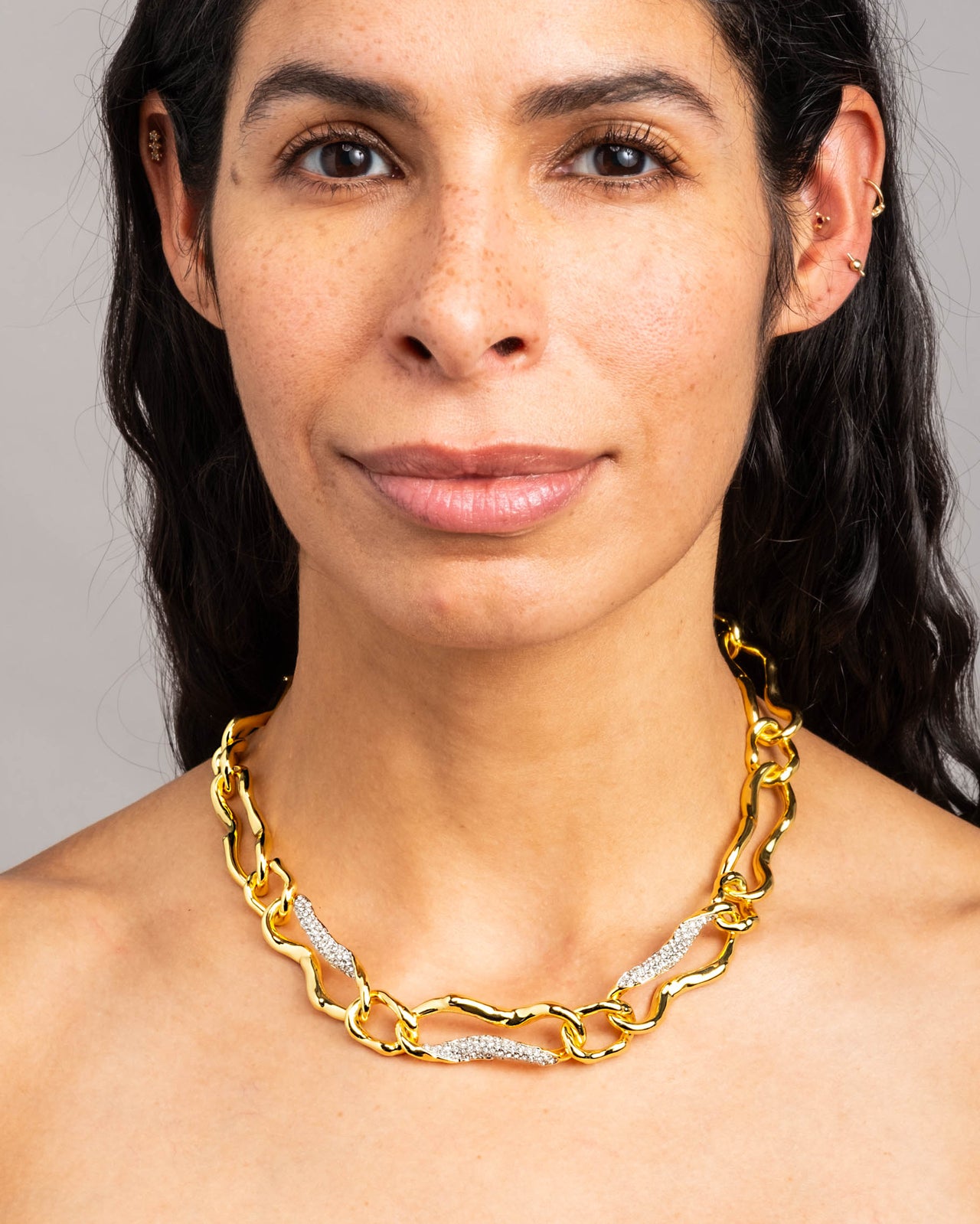 Solanales Gold Curved Link Necklace - Photo 2