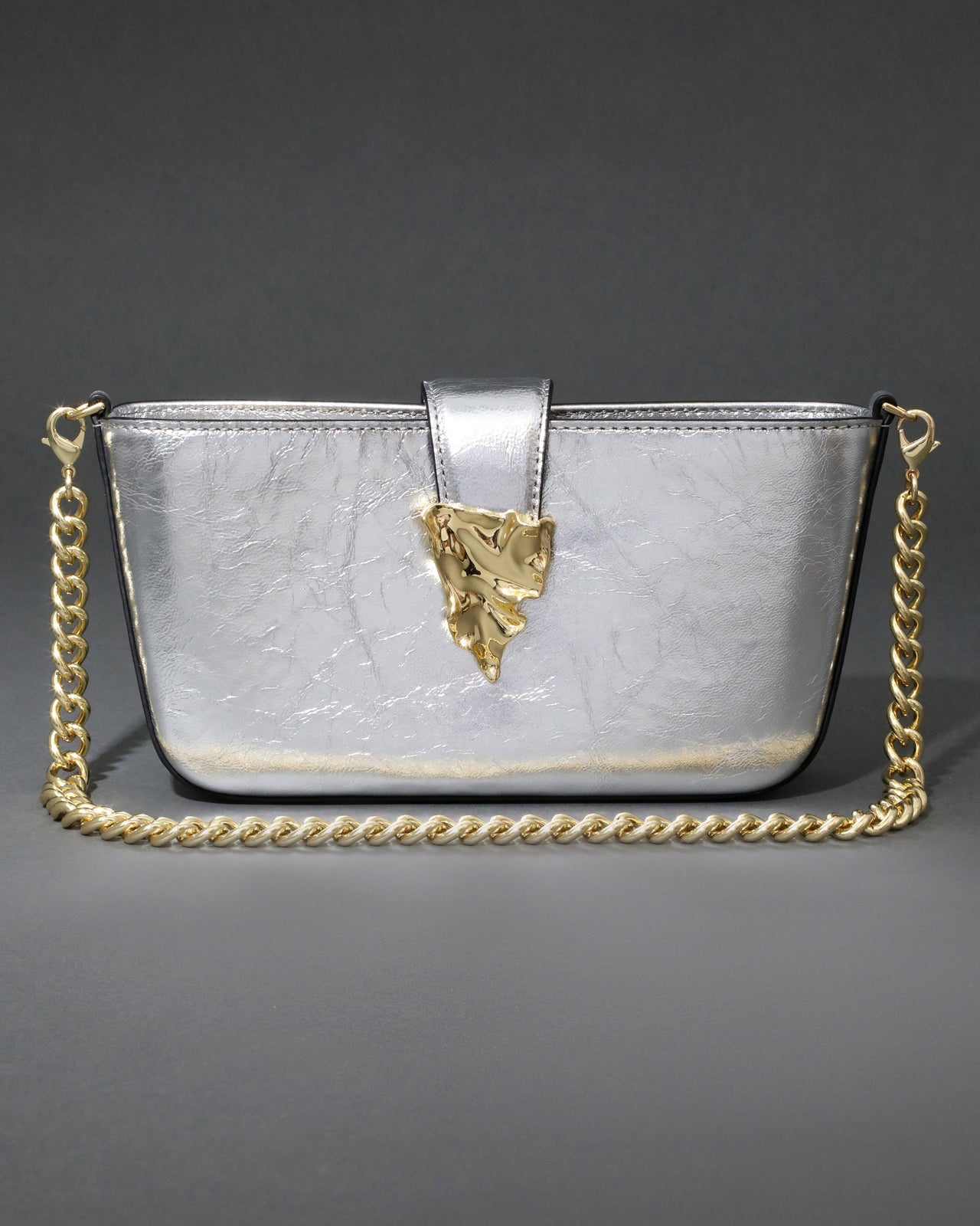 The Crumple Convertible Crossbody Bag- Silver - Photo 2