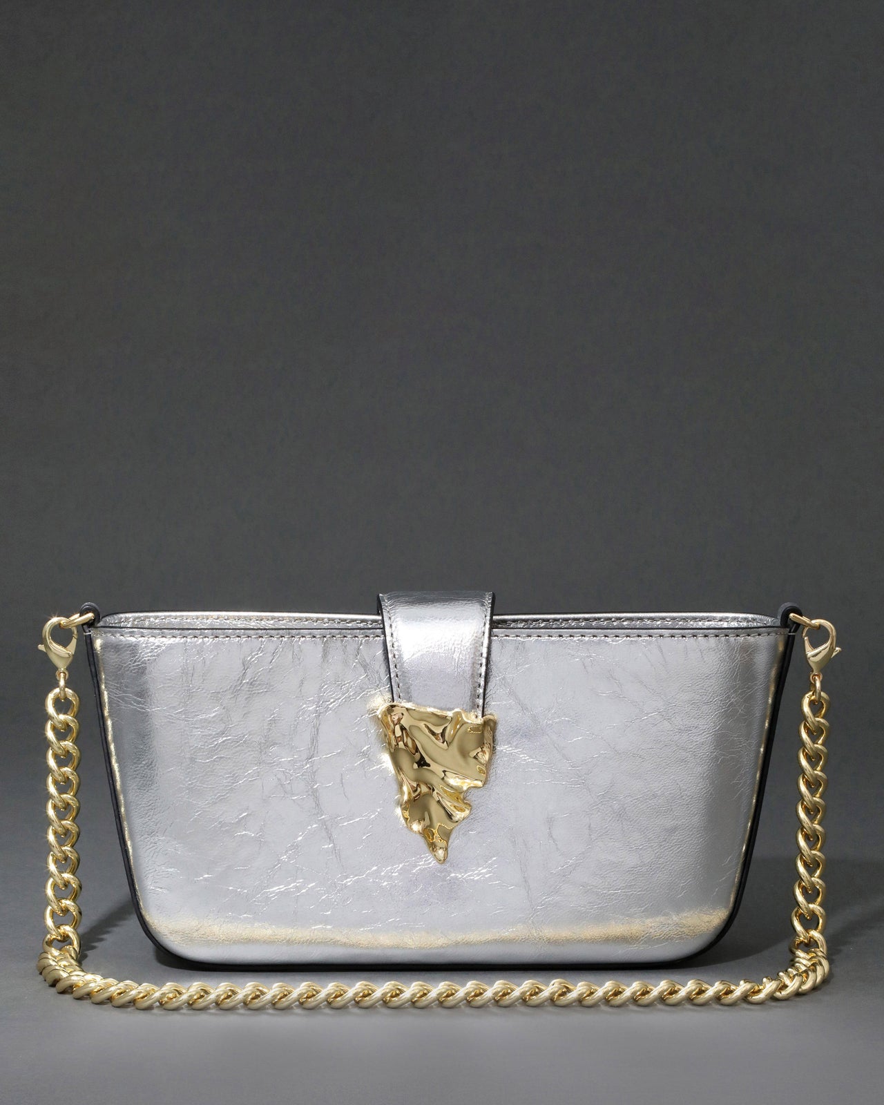 The Crumple Convertible Crossbody Bag- Silver - Photo 2