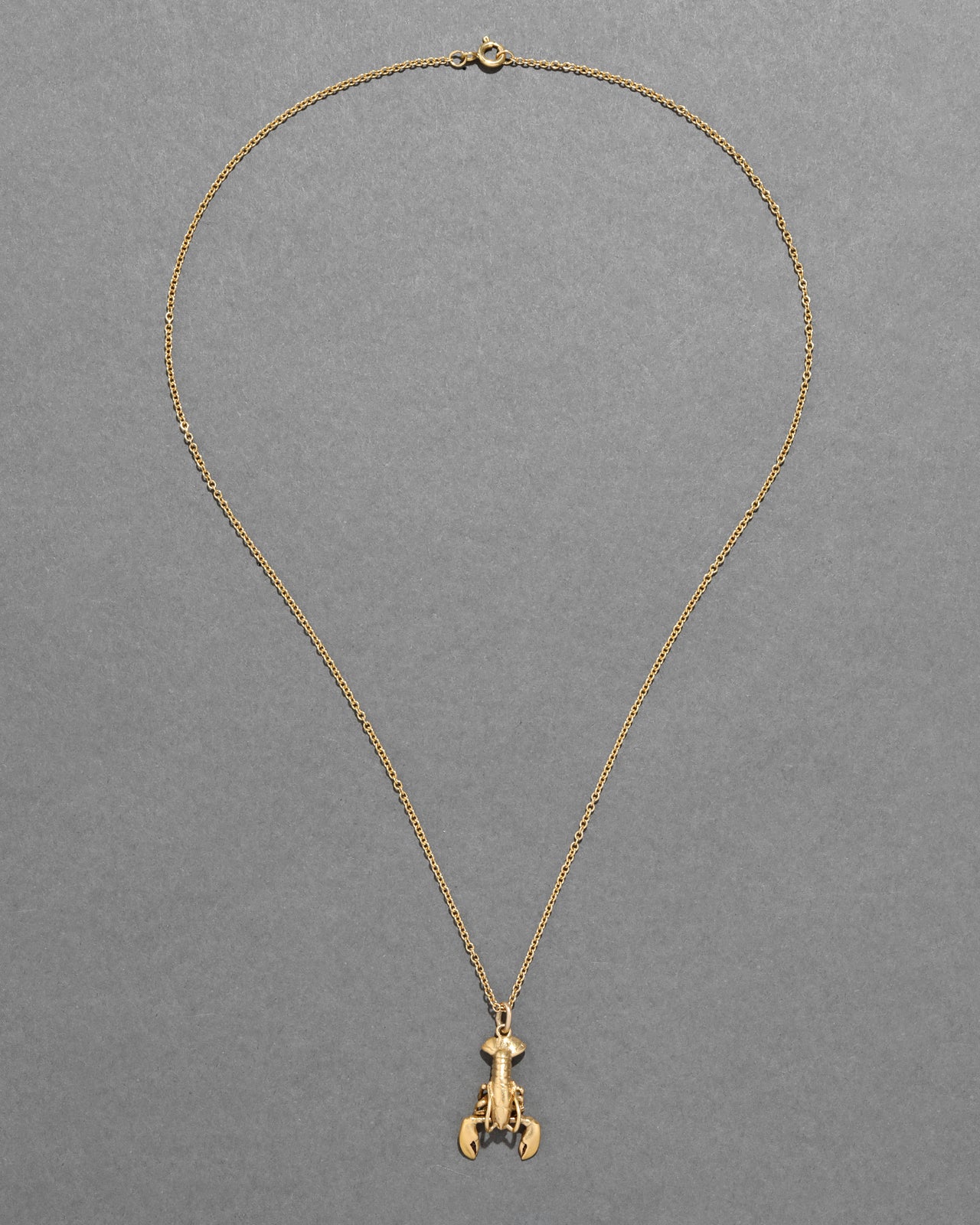 Vintage 1970s 14k Gold Lobster Pendant Necklace - Photo 2