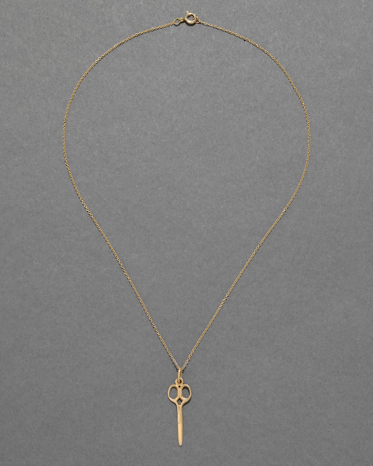 Vintage 18k Gold Scissor Pendant Necklace - Photo 2