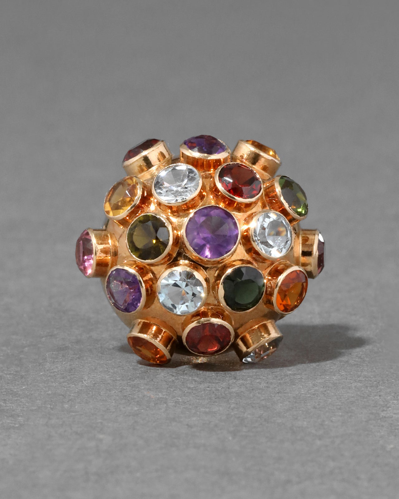 Vintage 1940s 18k Gold Colorful Sputnik Ring - Photo 2