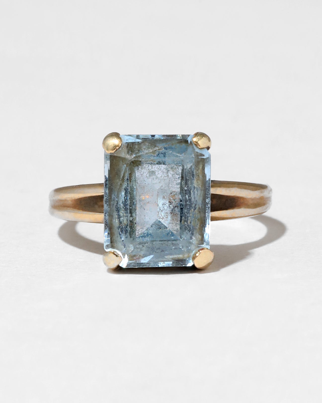 Vintage 1950s 10k Gold Prong Set Aquamarine Ring - Photo 2